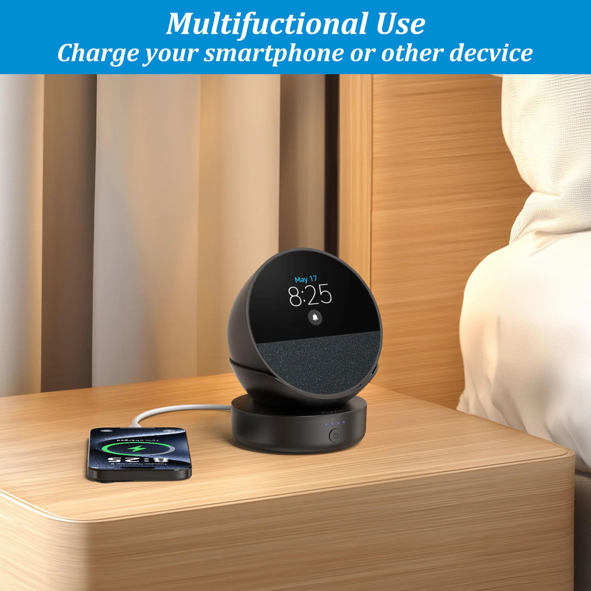 PlusAcc Batteria per Spot - Dock Ricarica Portatile con Porta di Uscita USB-C, Accessorio da Tavolo per iPhone e Spot (Spot Non Incluso) (Nero)