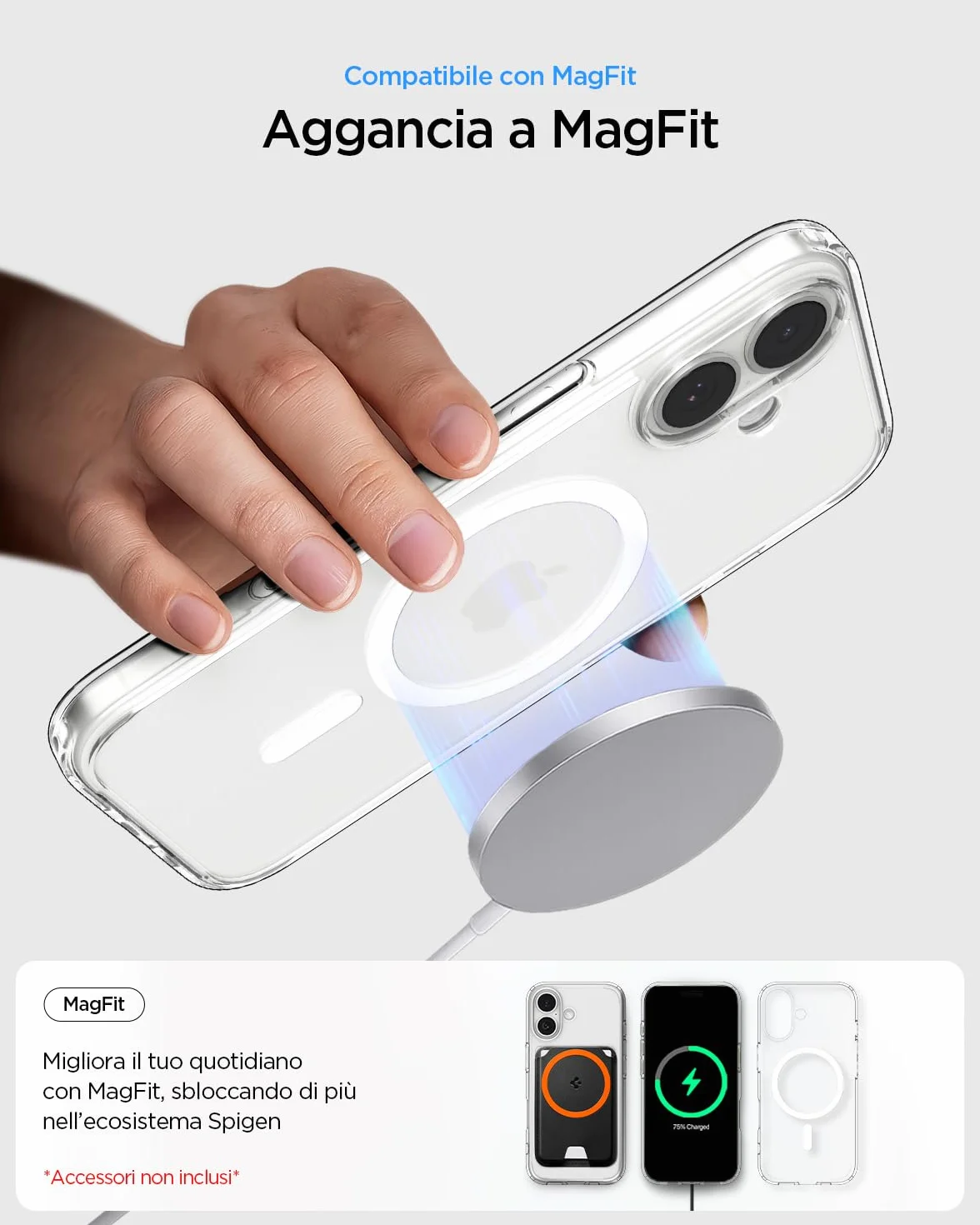 Spigen Cover per iPhone 17, Ultra Hybrid MagFit, Compatibile con MagSafe [Tecnologia DuraClear] - Clear White