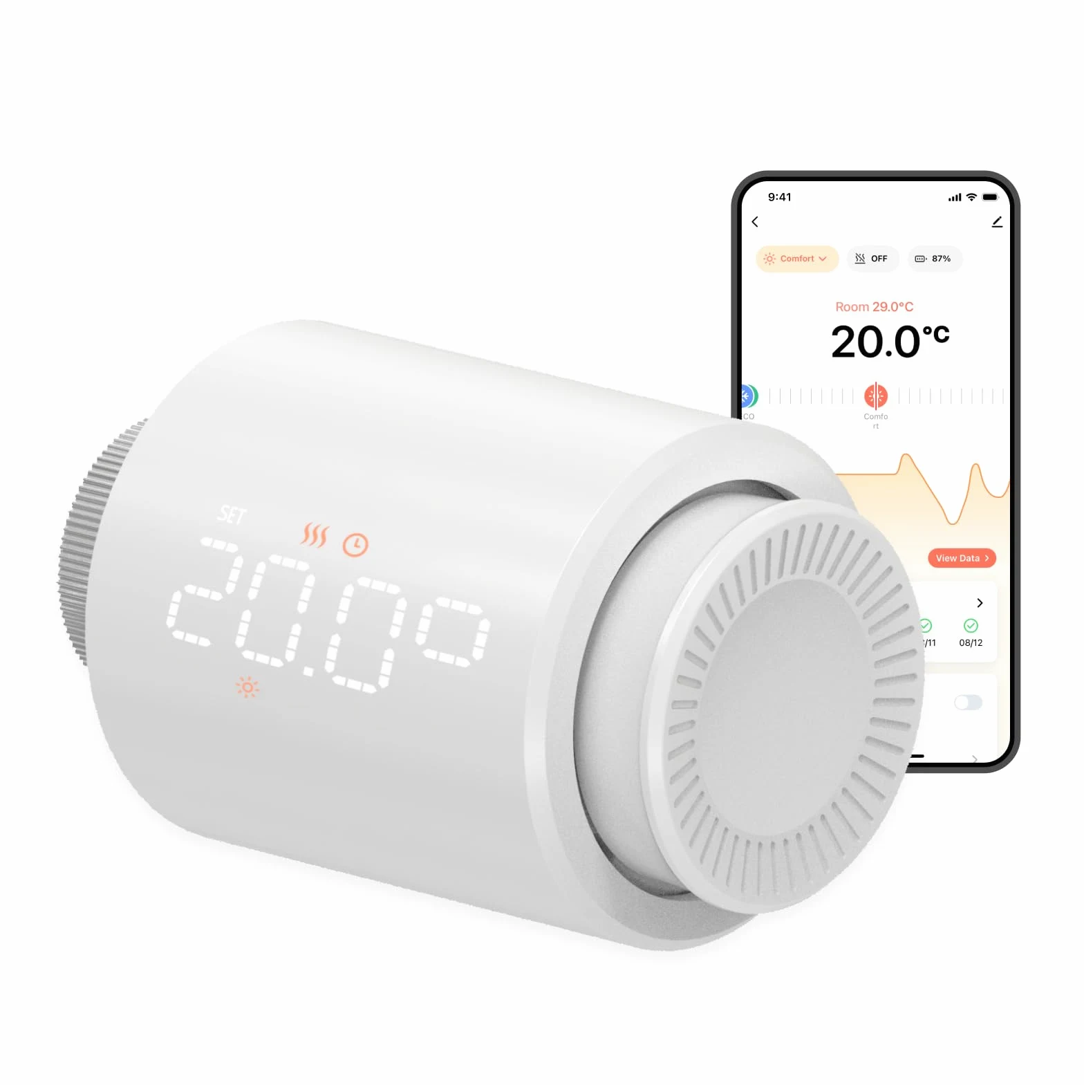 Termostato intelligente per termosifone Wi-Fi: valvola programmabile per radiatore con telecomando Tuya, sensore di temperatura e controllo app per un controllo ottimale del riscaldamento,