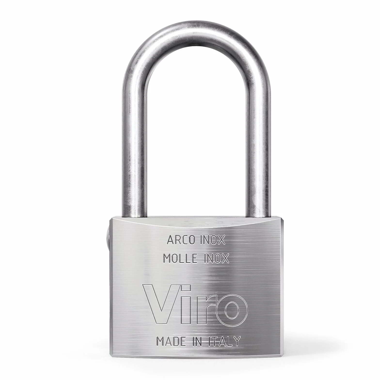 Viro | Mare, Lucchetto, Resistente alla Corrosione, Base in Ottone 50 mm, Arco Lungo in Acciaio Inox, Chiusura a Scatto