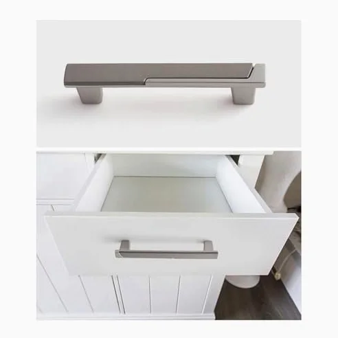 Confezione da 2 maniglie moderne in lega di zinco, eleganti maniglie per cassetti per cucina, bagno, armadio, cassettiera, hardware (nero, foro singolo)