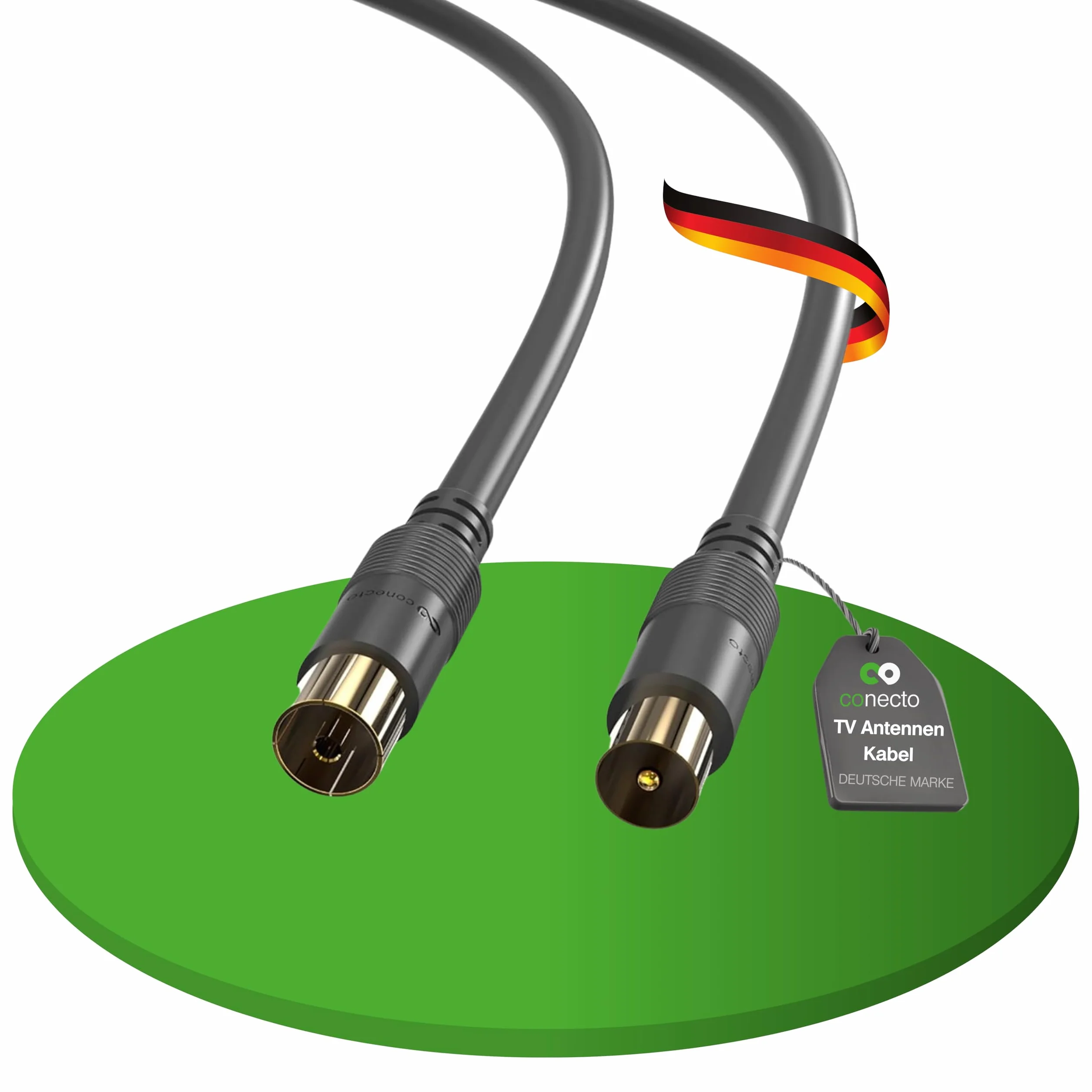 cavo antenna conecto cavo SAT cavo coassiale cavo satellitare TV 1,50 m doppia schermatura, da spina IEC a presa IEC, per HDTV, ricevitore, satellite, DAB, radio, nero