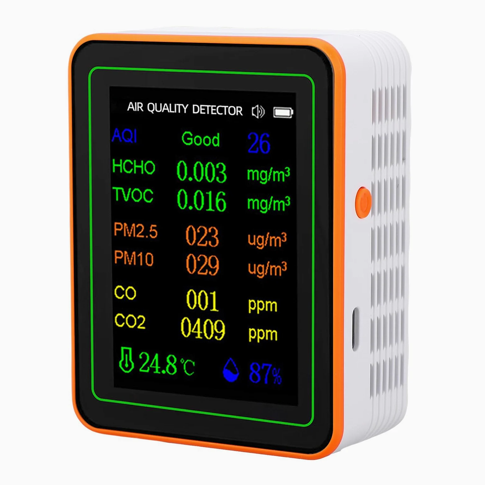 Monitor della qualità dell'aria, Rilevatore Interno Ricaricabile con CO2 HCHO TVOC PM2.5 per Uso in Auto in Ufficio Domestico (#2)
