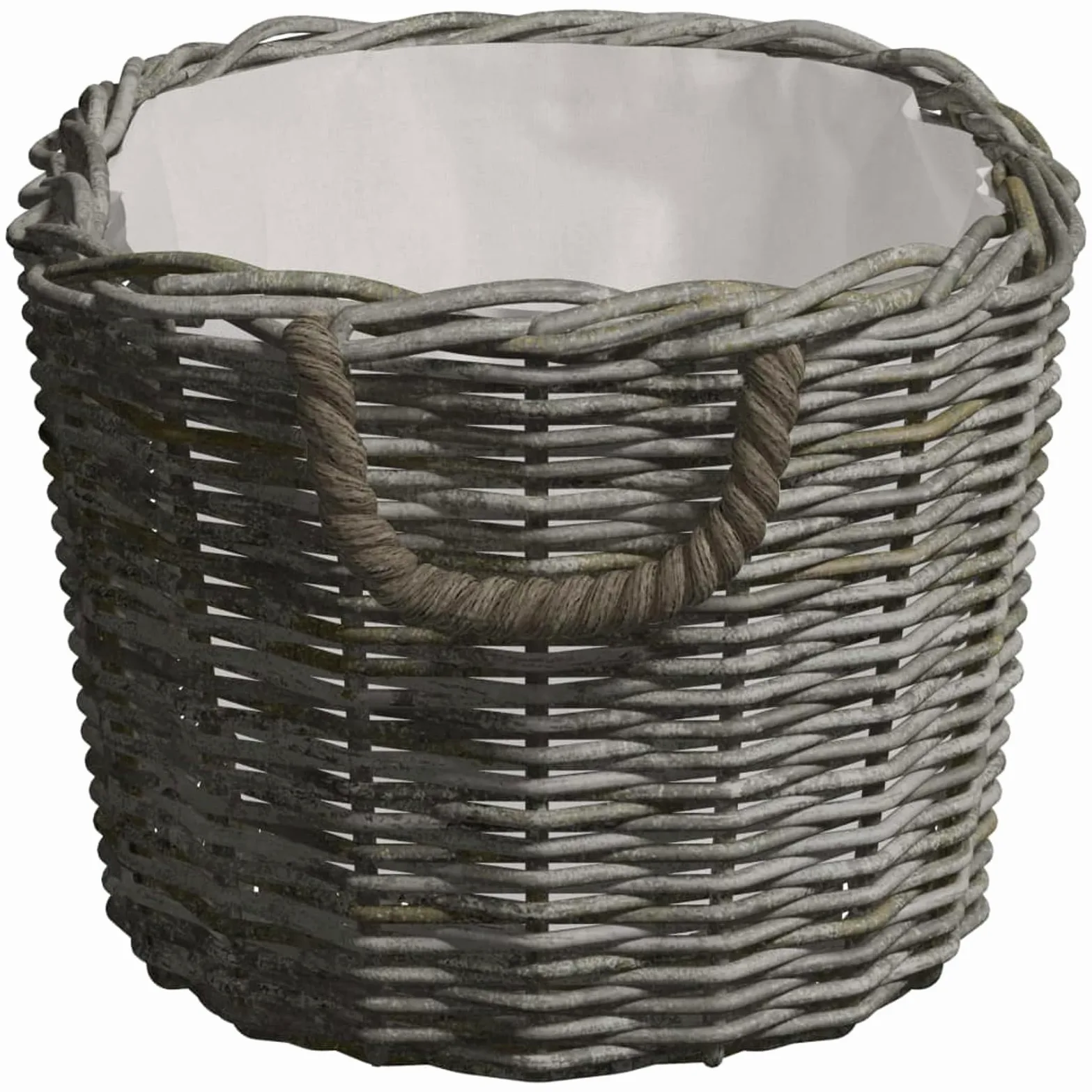 Homgoday Cestino a legna Manici di trasporto Salice Naturale Grigio 59x42x28 cm Cesto di vimini per conservare legna