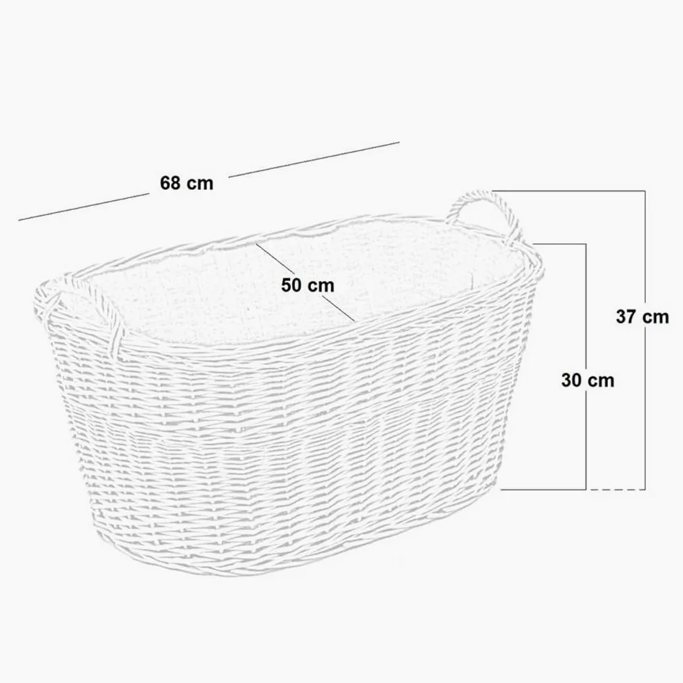 Vacchetti Cesta portalegna Vimini Europeo 1^ Misura con Fodera Juta Ovale, Multicolor, Medio