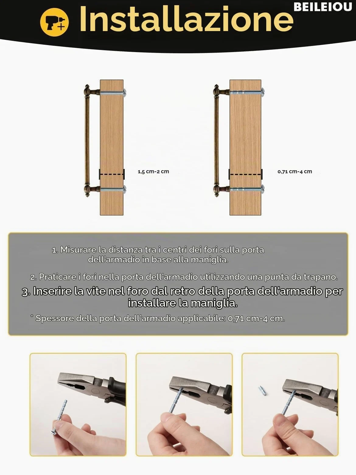Maniglie per armadio in ottone antico in lega di zinco – 192 mm di distanza tra i fori – Maniglie per cassetti vintage classiche per armadio da cucina, bagno, comò, armadio