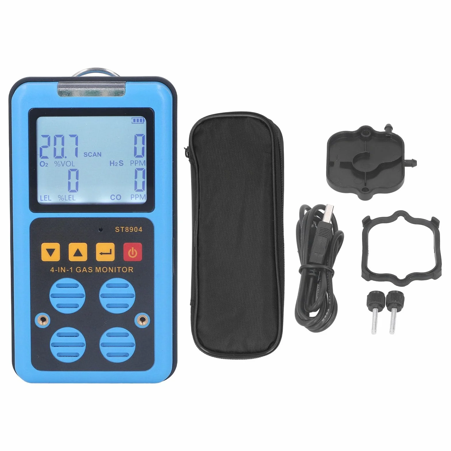 Jeffergarden Rilevatore di Gas Monitor Multigas Portatile, ABS con Allarmi Sensibili, Misura CO H2S O2 LEL, Ideale per la Sicurezza Domestica e Lavorativa
