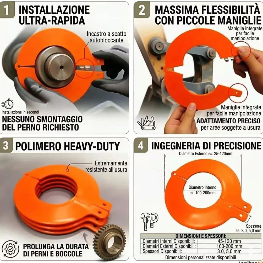 Kit di Spessori per Perni Benna Escavatore Zero-Gioco 50 mm 3 mm Compatibile JCB Kubota CAT Komatsu Volvo Confezione da 10