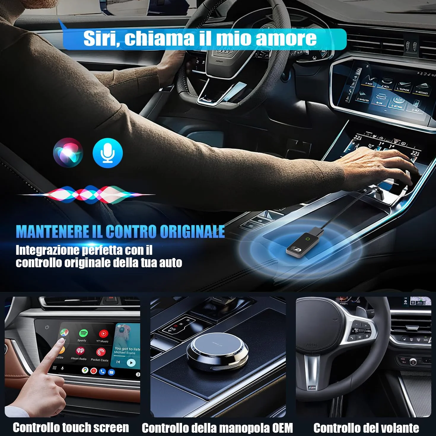 CarPlay Wireless ios & Android Auto Wireless Adattatore [2-in-1], Adattatore Converti Wired in Wireless Android Auto Wireless per Auto con Funzione Carplay o Android Auto, connessione automatica