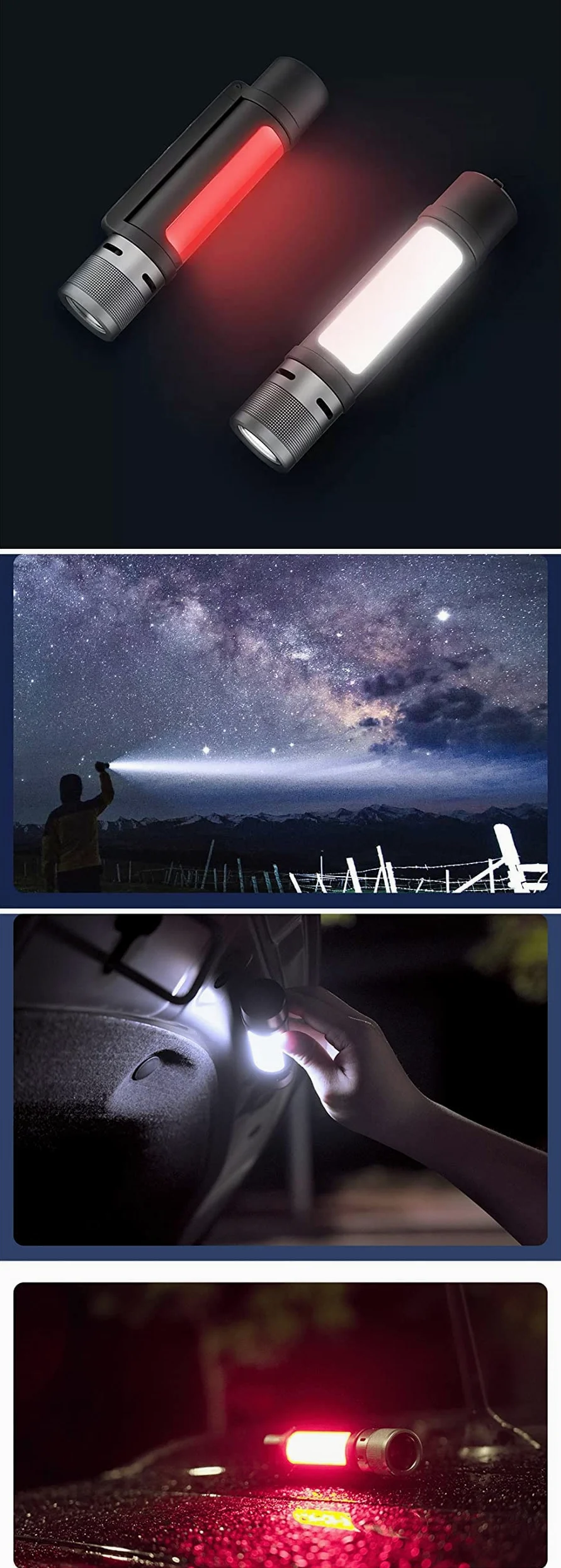 MIJIA NexTool Outdoor 6 in 1 Torcia Zoomable, Portatile, Modalità Normale e Sveglia Doppia Sorgente Luminosa Manico Rotante a 360 Gradi (Nero)