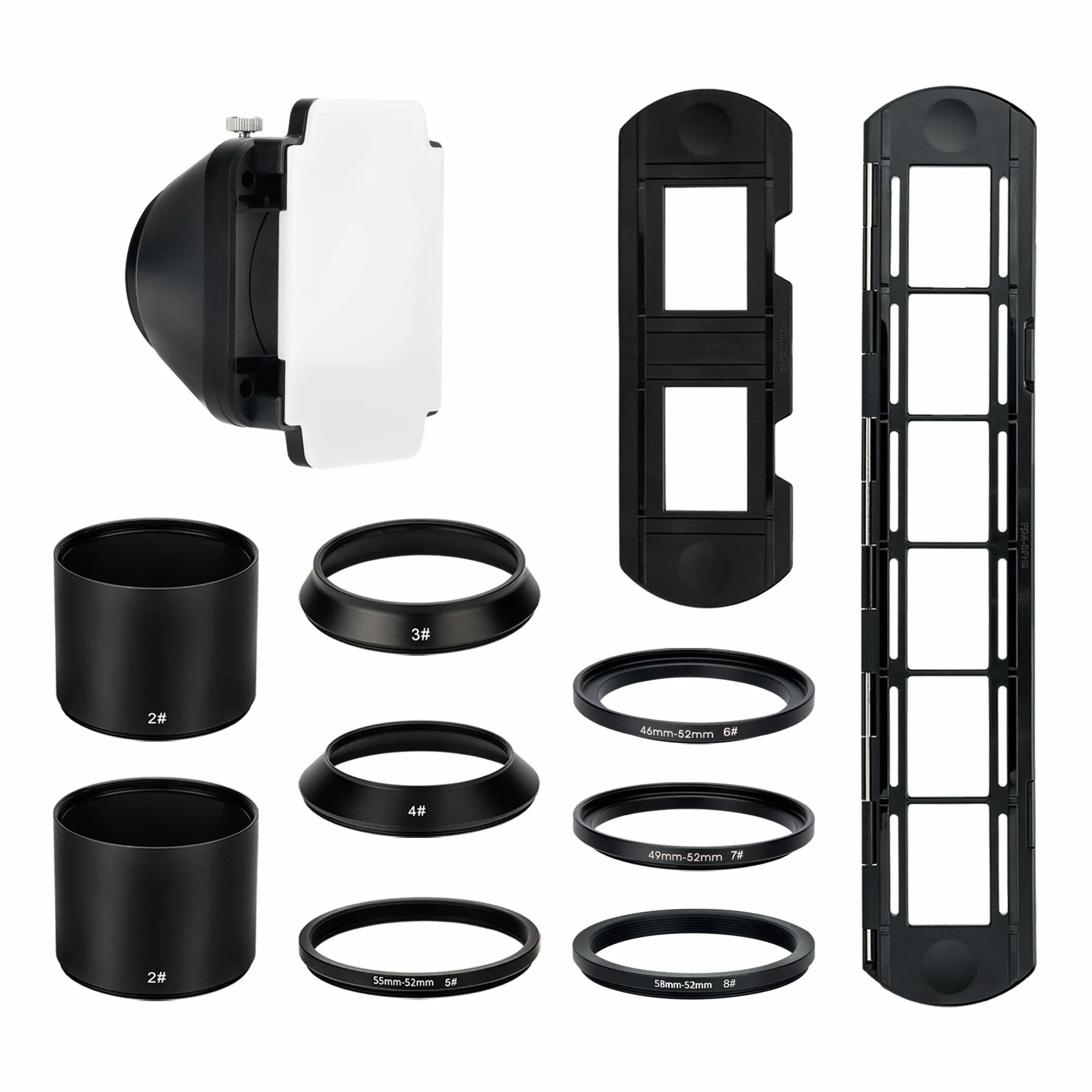 JJC Slide & Film Remake, Con 1 x 35 mm Slide Mount Supporto, 1 Striscia Film Holder e DSLR Barrael Lens Adapter per Copia Negativa, Scanner Negativo per Nikon D850 ES-2