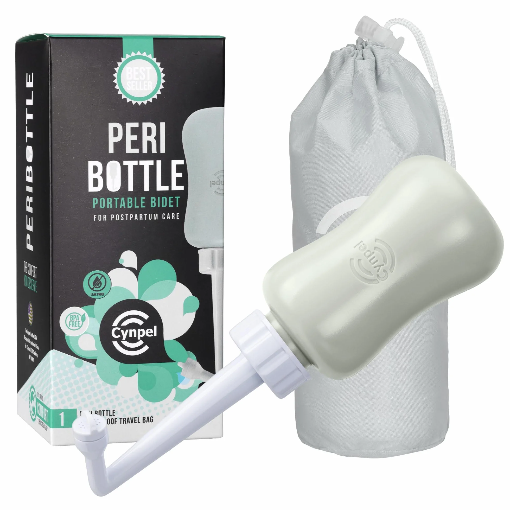 Cynpel Bidet Portatile Post Parto Pieghevole - Peri Bottle Emorroidi Antigoccia Grigio