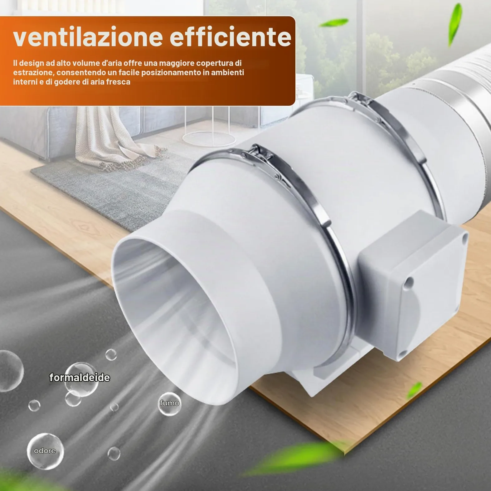 iFCOW Ventola di aspirazione in linea, 100 mm, 220 m³/h, 40 W, potente e silenziosa, per bagno, cantina, cucina