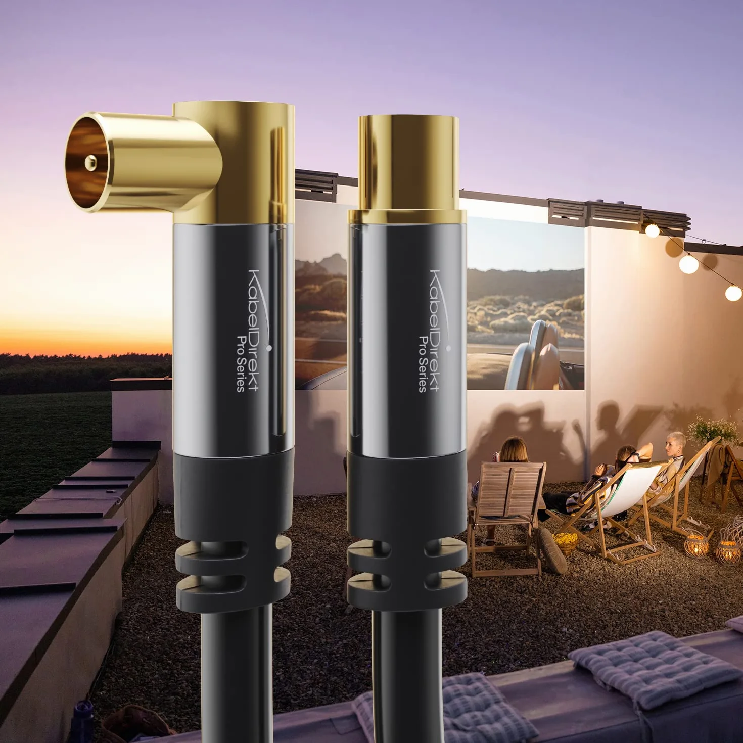 CableDirect - Cavo antenna 4K, cavo TV dritto, connettore ad angolo di 90°, cavo TV con connettori metallici infrangibili per TV digitale e analogica, 5 m (da femmina diritta a maschio angolato per