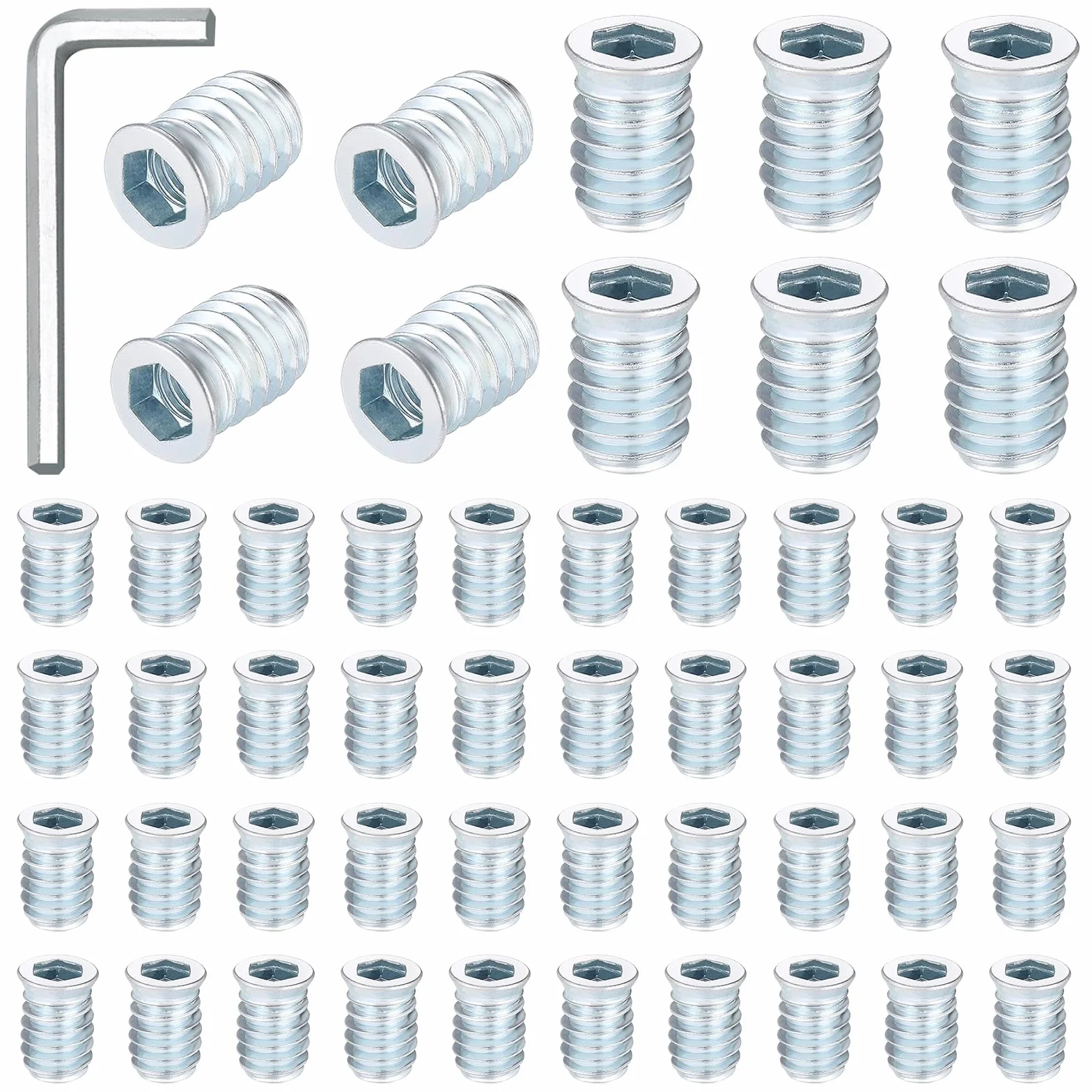 Inserti Filettati M8 x 20 mm Boccole Filettate per Legno in Lega di Zinco 50 Pezzi
