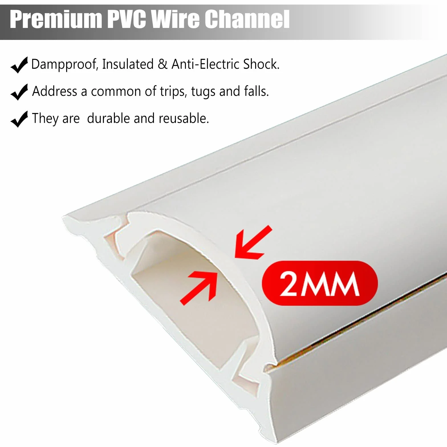Passacavi Canalina Per Cavi In PVC, Canalina Protezione Della Copertura Del Cavo Resistente Alle Intemperie Bianco, Canalina Spegnifili Autoadesiva Per Soffitto, Angolo (Size : 33x12mm)