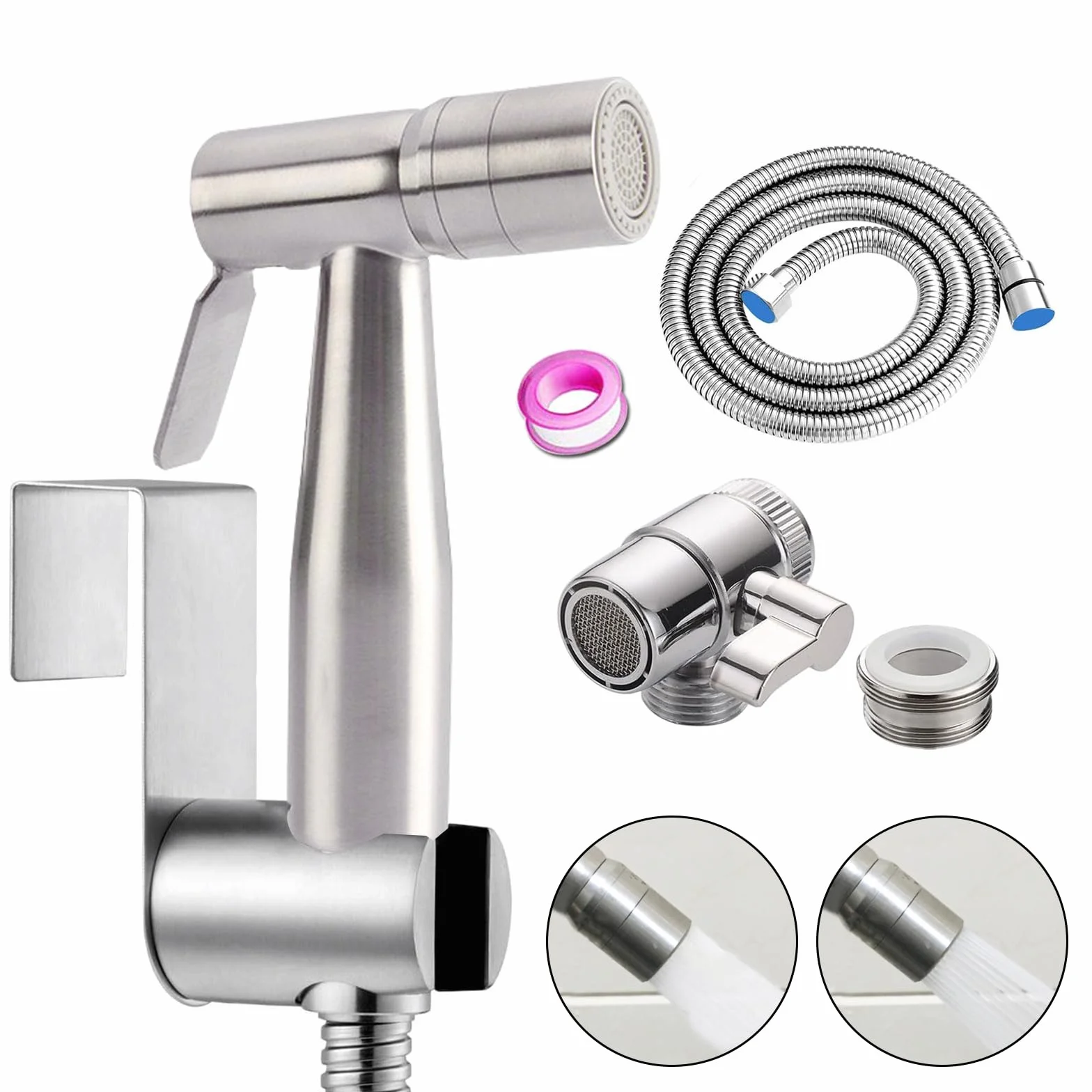 Bidet acciaio inox doccia musulmana kit spray per pannolini spruzzatore WC doppia modalità