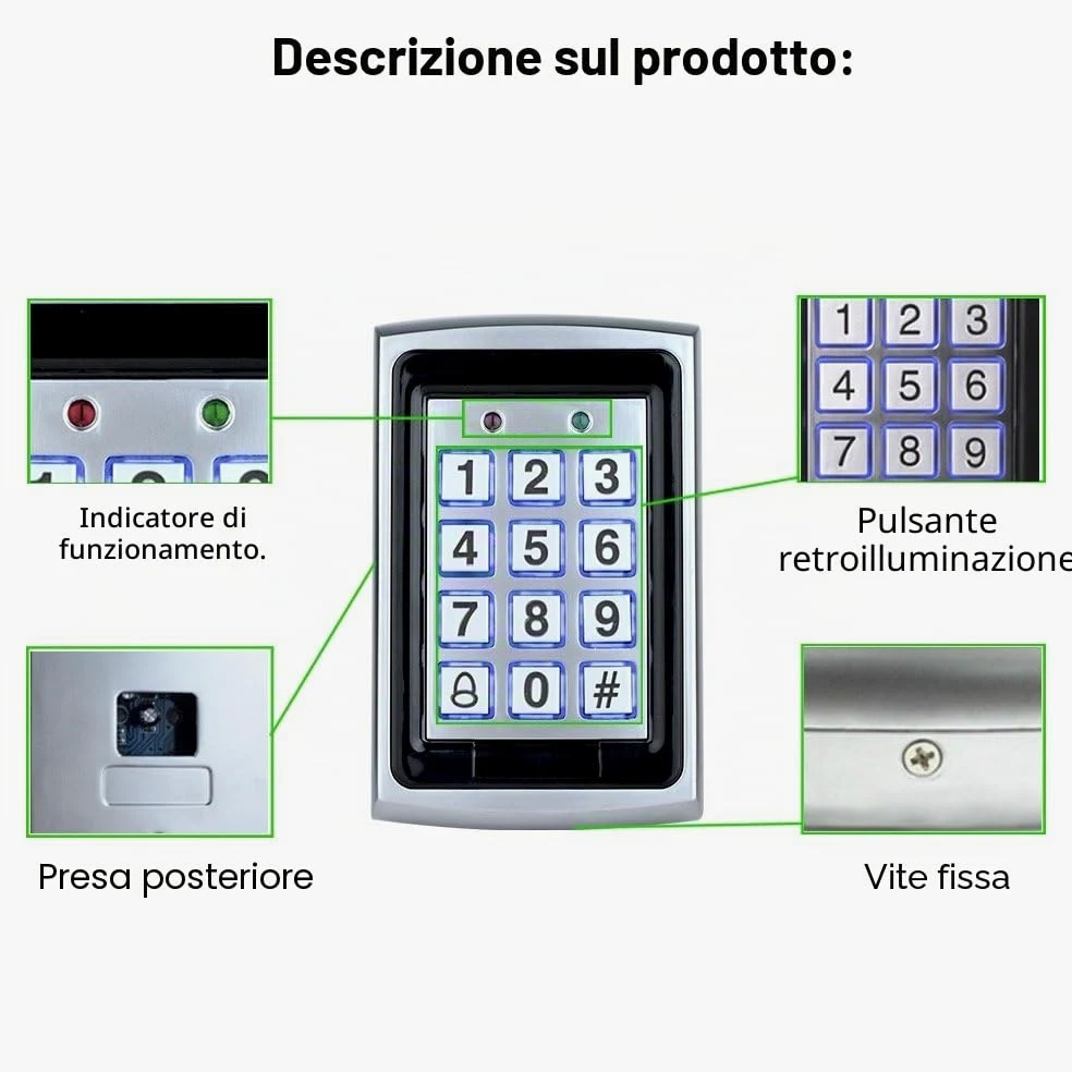 LIBO Controller Tastiera di Controllo Accessi per Sistema di Ingresso Porta Singola, Compreso 10pcs 125KHz RFID Portachiavi con Copertura Antipioggia