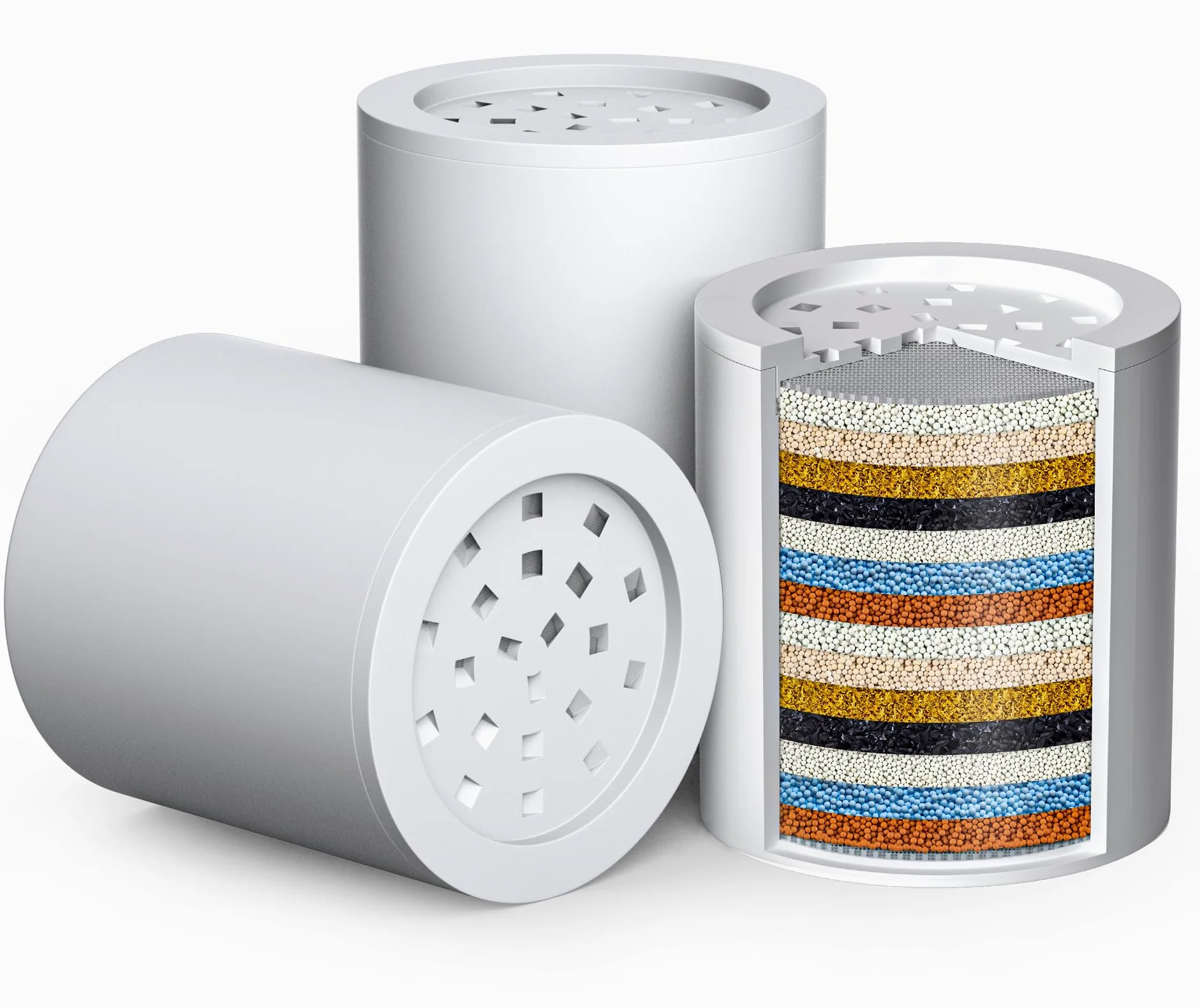 G-Promise Confezione da 3 cartucce di ricambio per filtro doccia a 15 fasi, filtro doccia per acqua dura, universalmente compatibile con qualsiasi design simile, addolcitore d'acqua per doccia ad alto