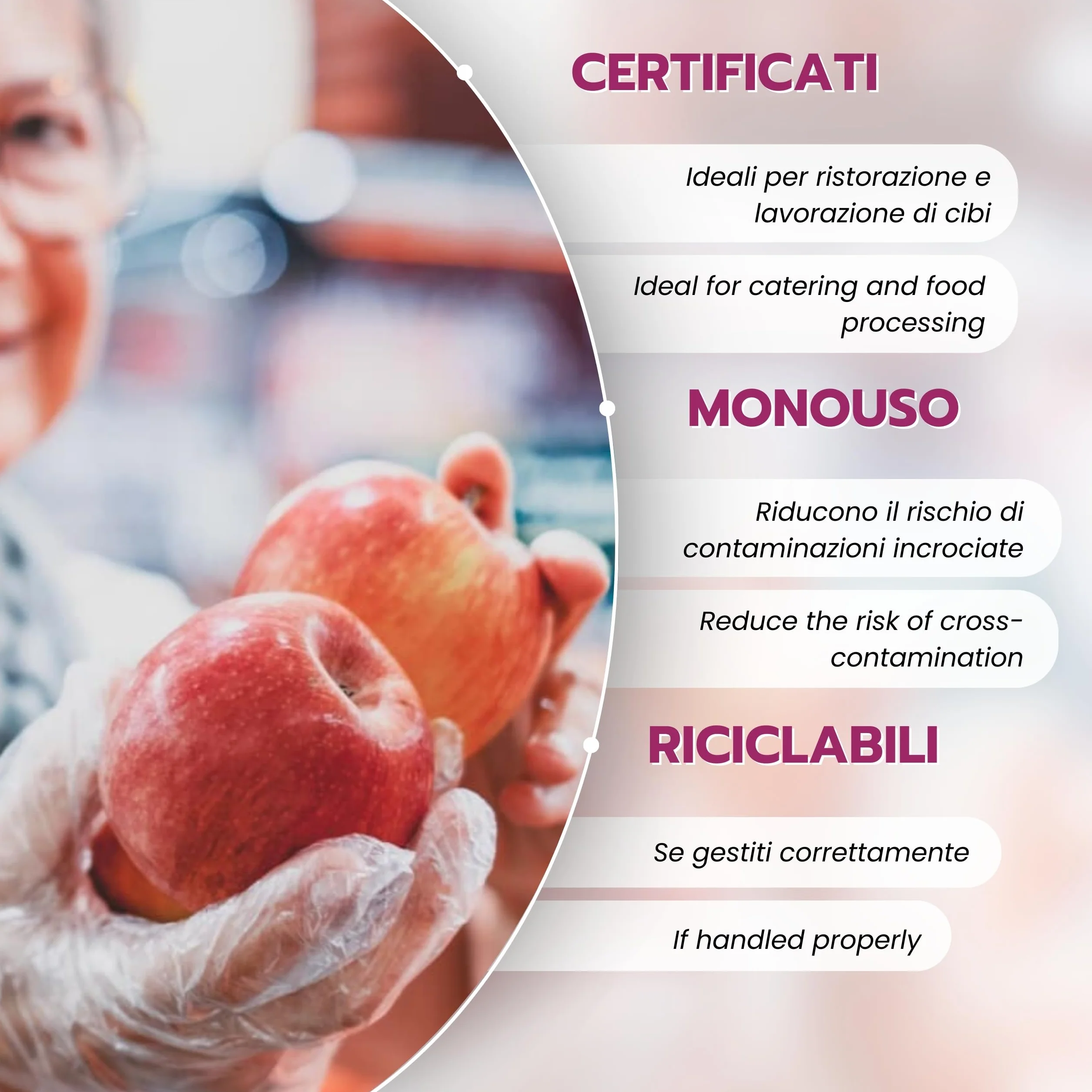 Bottari Guanti Monouso in HDPE Senza Polvere Resistenti per Pulizia