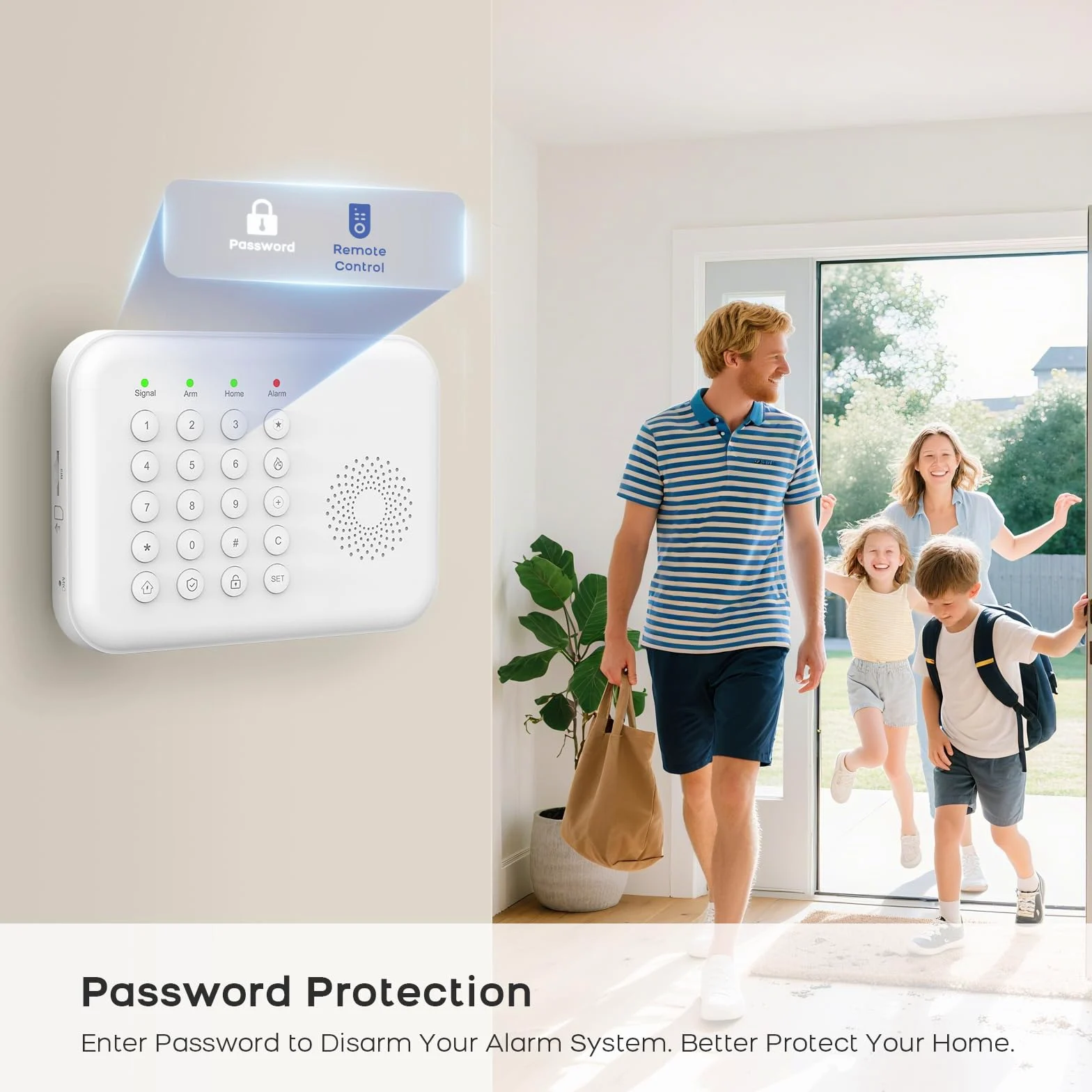 Kit sistemi di sicurezza domestica wireless, sistema di allarme 4G/WiFi + GSM con selezione automatica, app e controllo vocale, senza costi mensili, compatibile con Alexa e Google Assistant