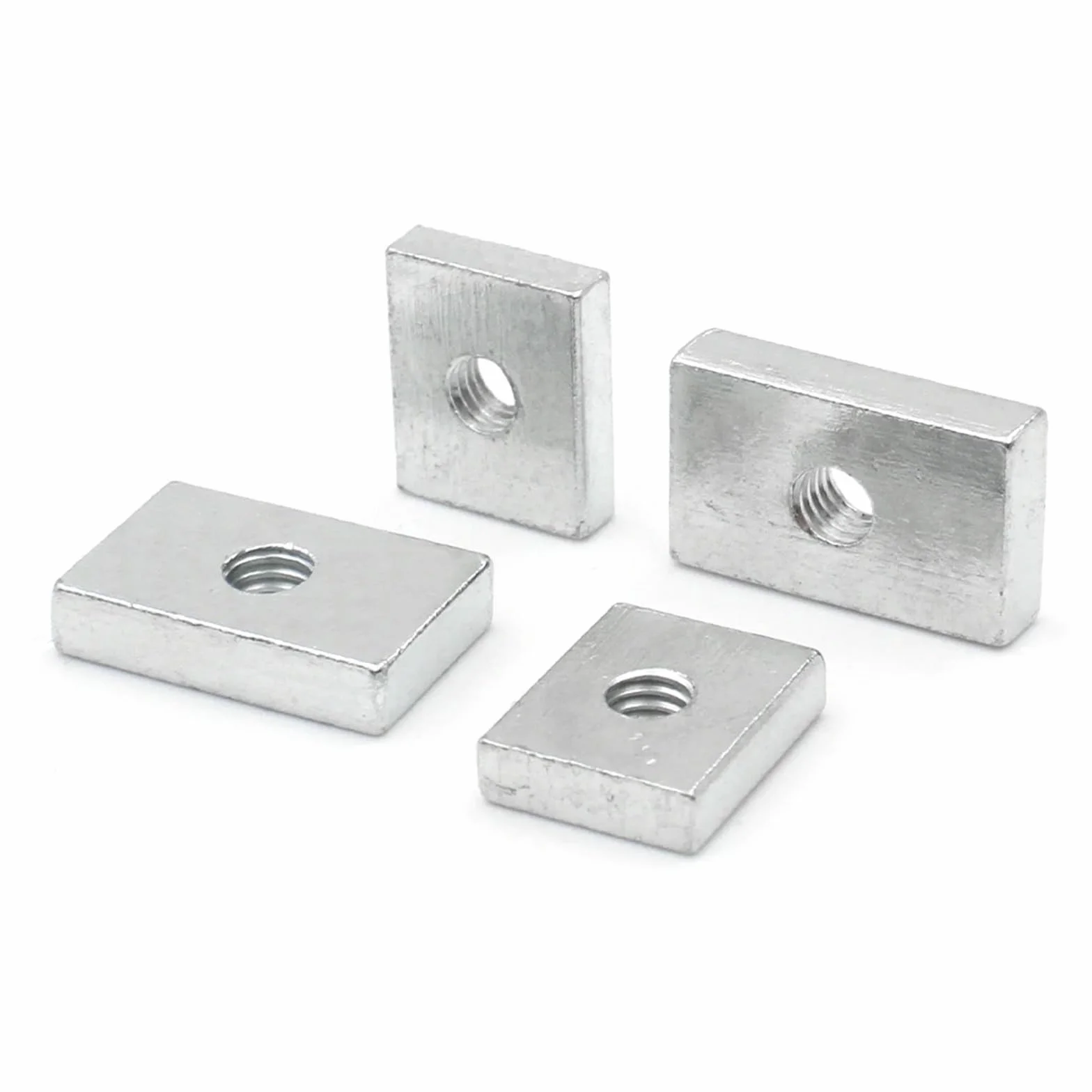 50 pezzi Dadi quadrati sottili rettangolari in acciaio al carbonio zincato M3 M4 M5 M6 M8 Blocco scorrevole for profili in alluminio M6-24x12x2.5