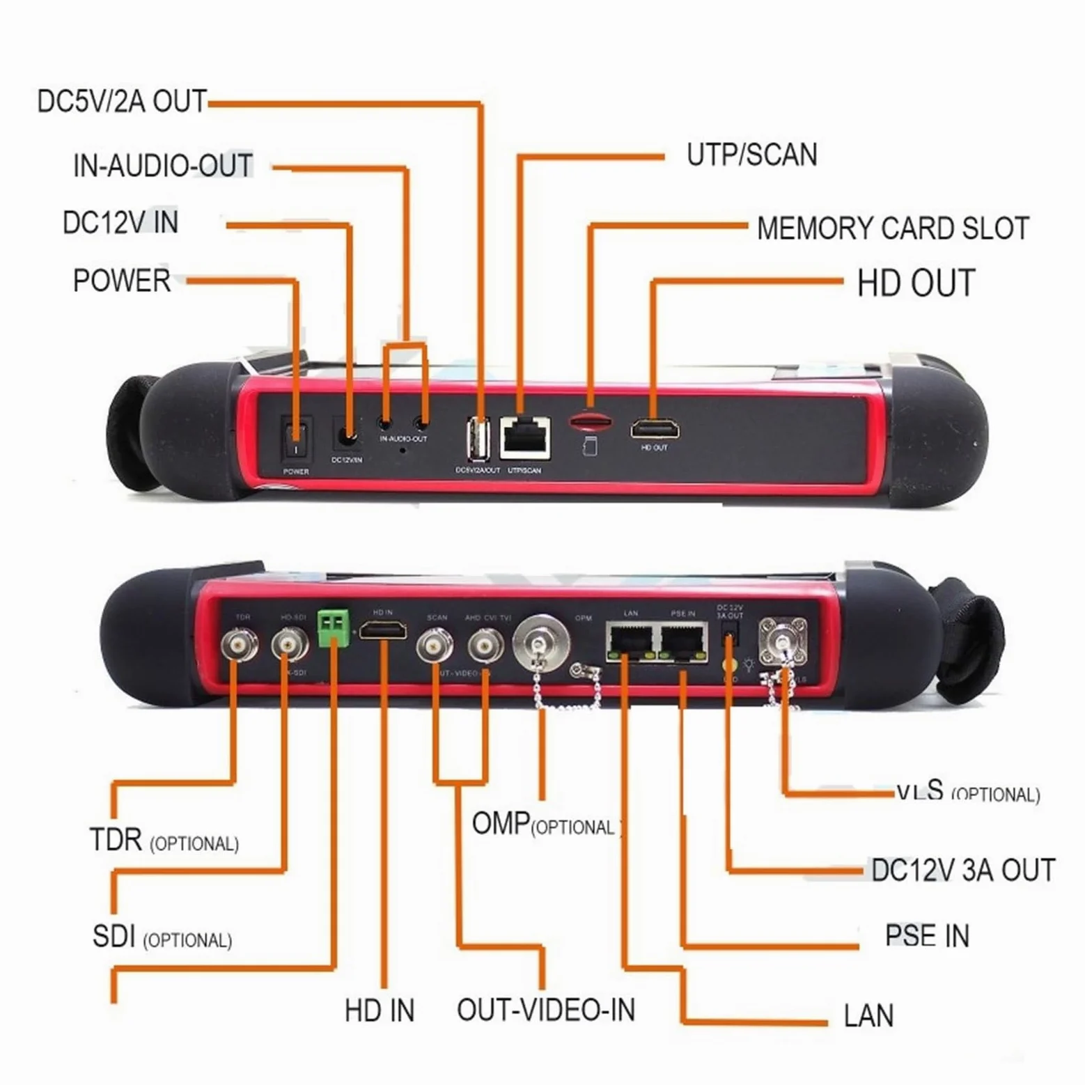 Supporto per tester CCTV per telecamera IP CCTV Tester Monitor IPC Tester POE 8MP TVI CVI SDI CVBS IP AHD Tester For Telecamera Monitor Con UTP TDR H.265(X7 ADH)