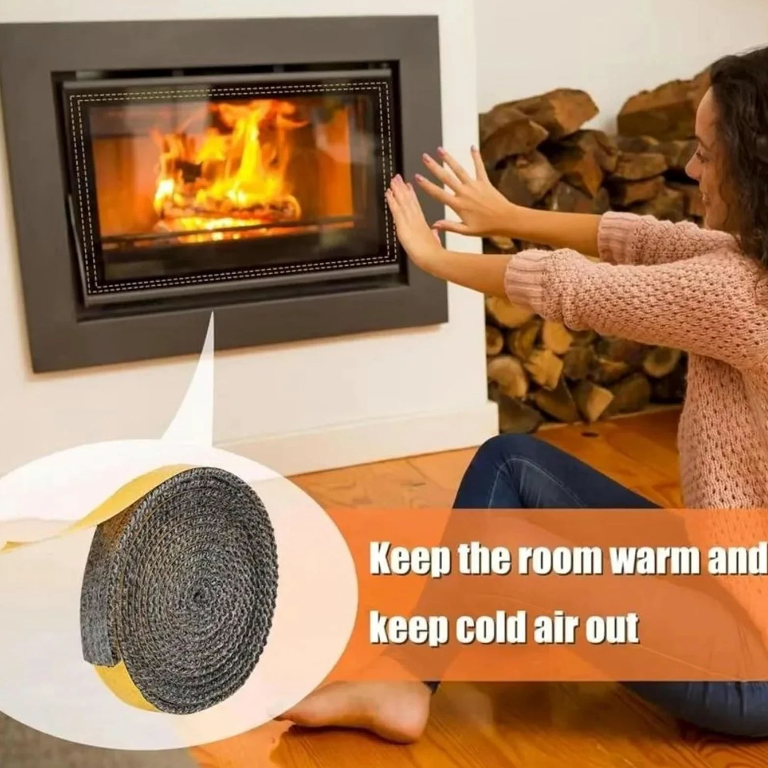 Guarnizione Stufa a Legna Corda autoadesiva for sigillare il camino | Nastro for guarnizione for stufa a legna piatta in fibra di vetro Sigillante resistente al calore