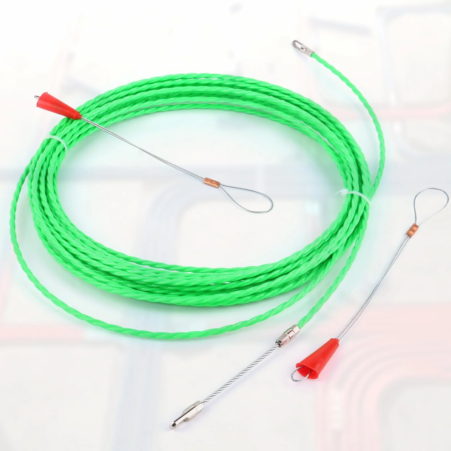 Sonda Passacavi 10m, RISVOWO 4.5mm Sonda Elettricista con 2 Molla di Guida, Sonda Tiracavi Cavo, Molla Elettricista, Canalina Passacavi, Estrattore Cavi per L’Installazione di Cavi (Verde)