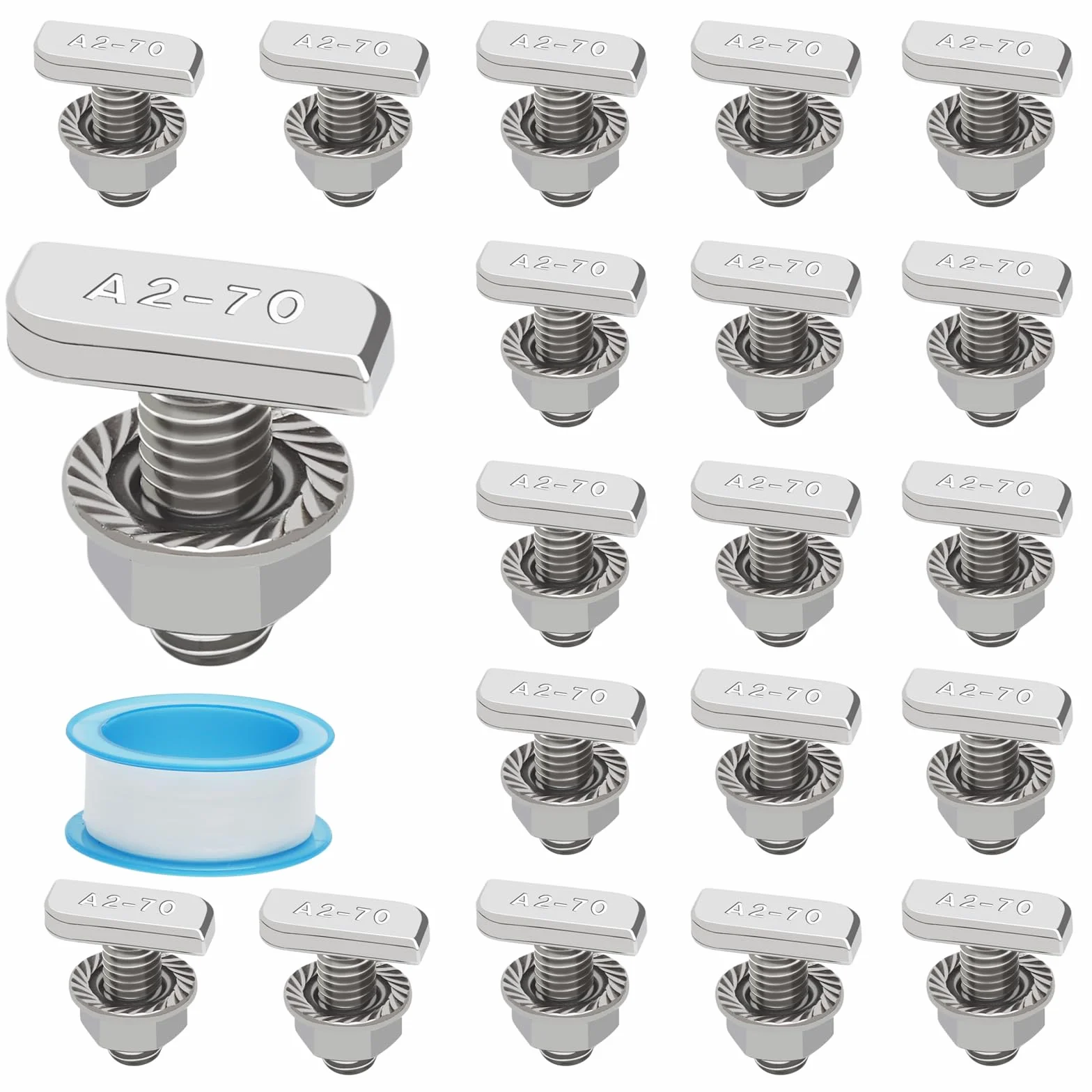 Viti a Testa Martello M8x20 Acciaio Inossidabile con Dadi Dentati M8 Set per Guide di Montaggio
