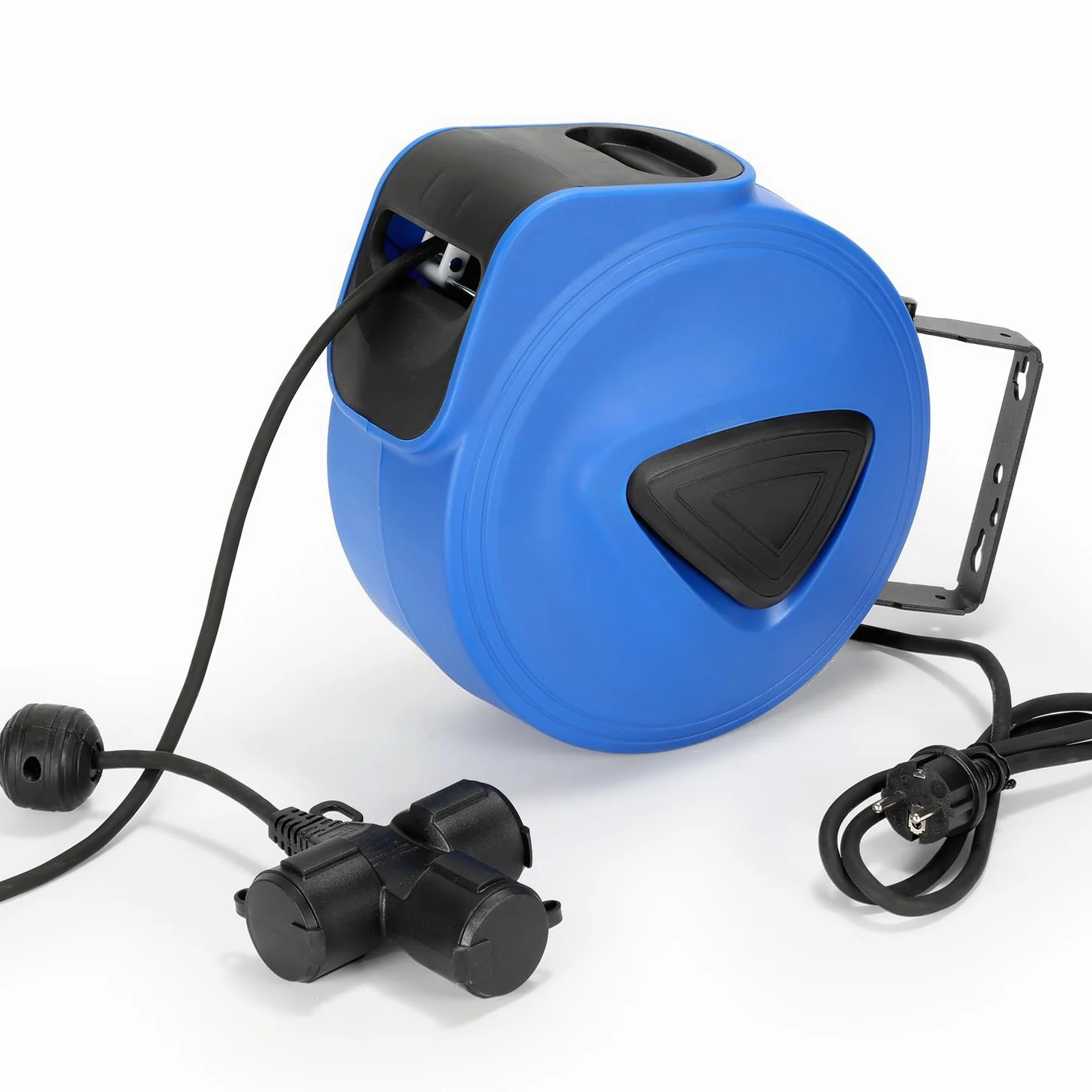Avvolgicavo automatico, 20 m + 1,5 m, con connettore a 3 scomparti, girevole a 180°, avvolgitubo, avvolgitubo, montaggio a parete