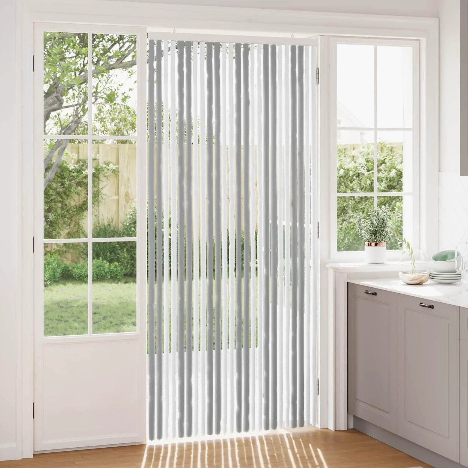 Zanzariera in ciniglia, 100 x 220 cm, per porte, finestre, balconi, terrazze, con chiusura automatica, ingresso dell'aria