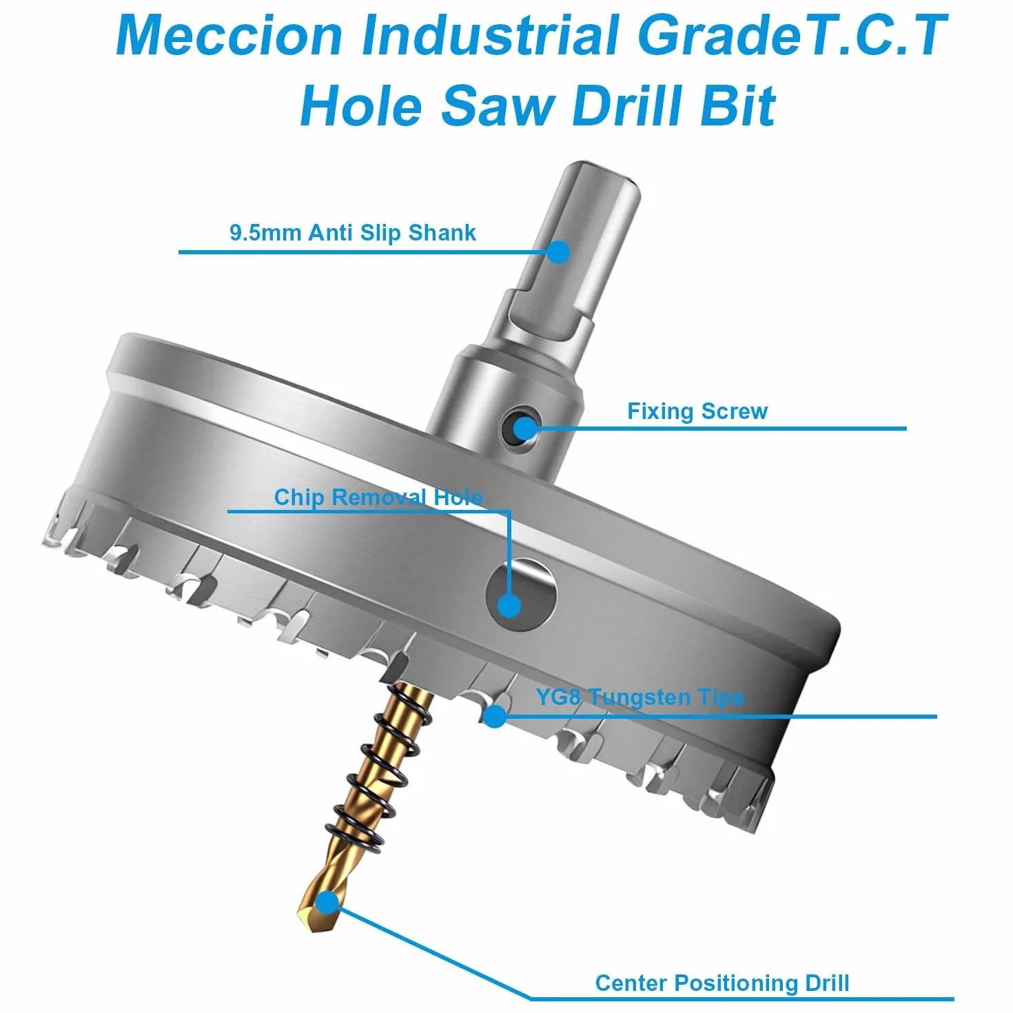 Trapano a Corona 80mm Carburo di Tungsteno TCT 3 Taglienti per Acciaio Inox Metallo