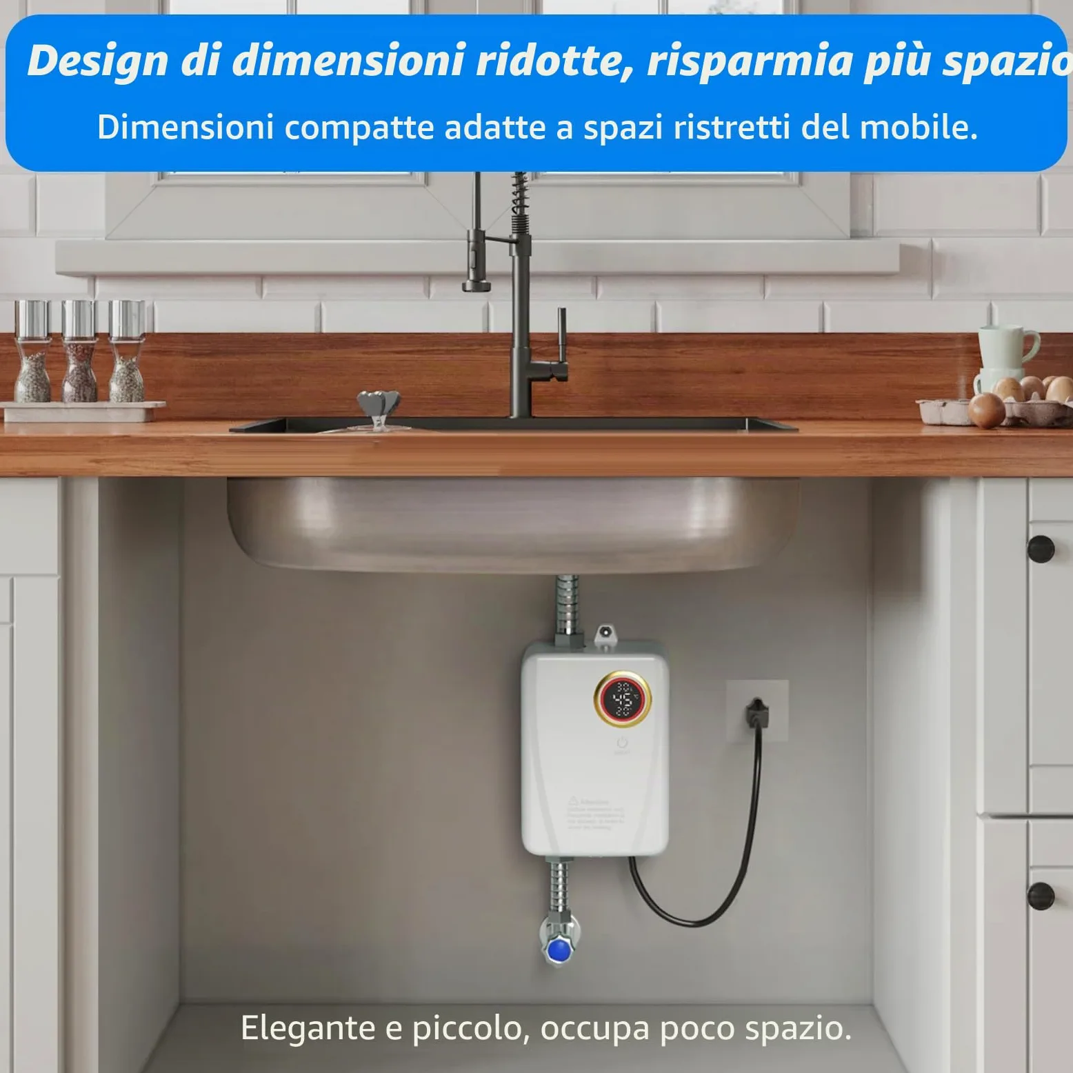 Scaldacqua istantanea elettronico, 3500 W 220V Scaldacqua | Istantaneo a Parete Mini Scaldabagno Istantaneo Elettrico con Display LED Della Temperatura, scaldabagno elettrico