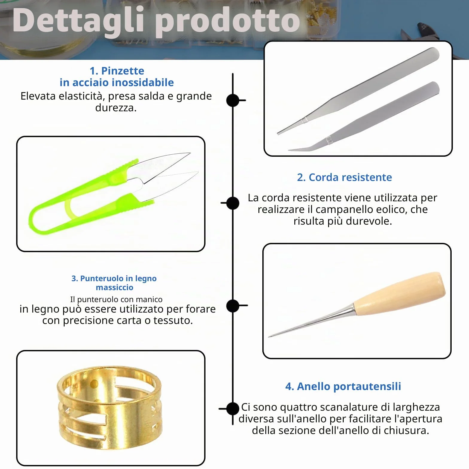 Glarks Kit 6 pinze per gioielli, strumenti professionali per creazione gioielli