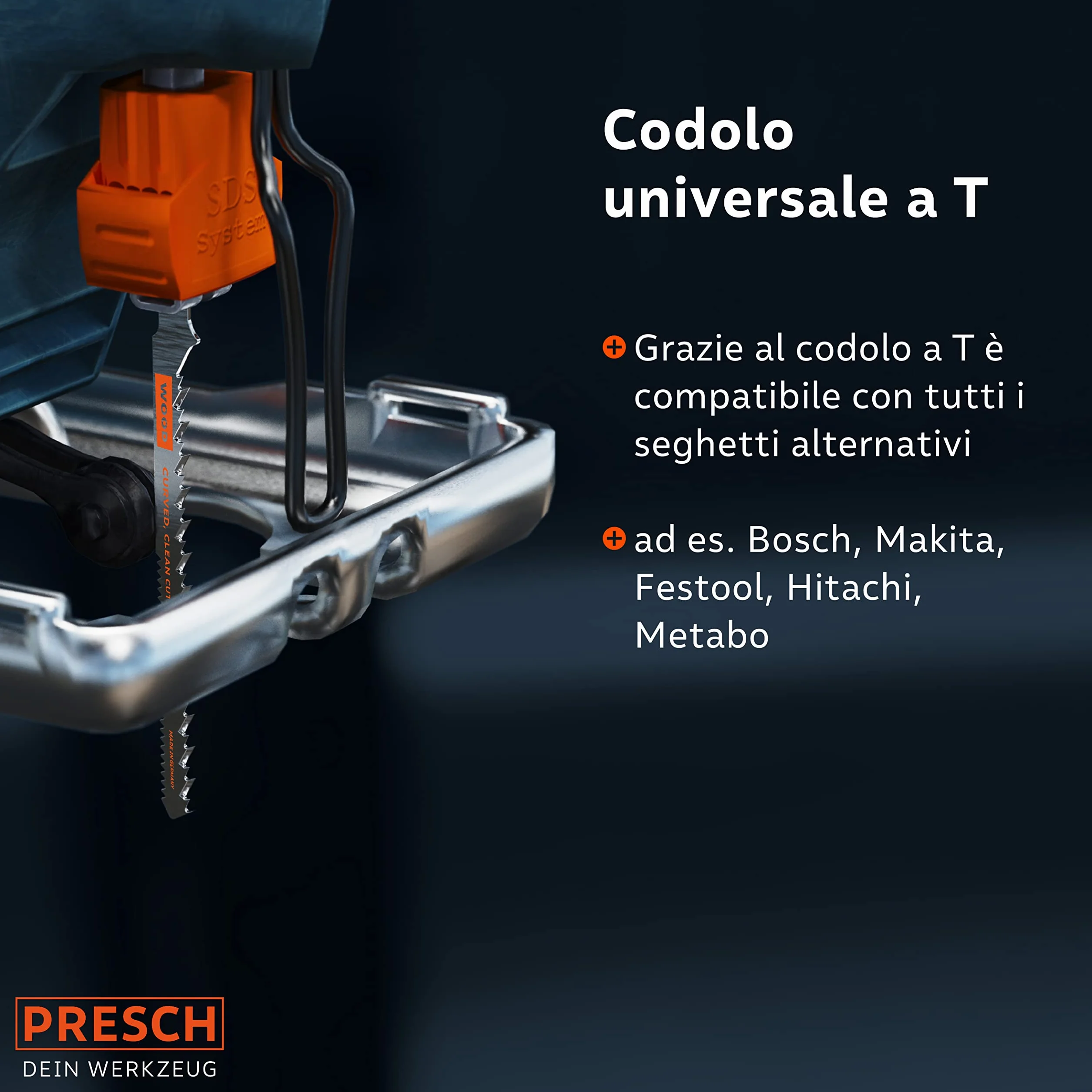Presch Lame seghetto alternativo Legno 10 pz. - Taglio curvo molto pulito (4-30mm) - Codolo a T di lunga durata, lame per tutti i seghetti alternativi - Lame per pannelli di legno