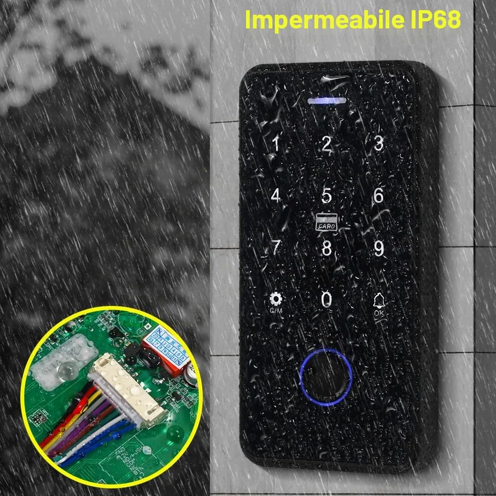 TUYA Kit di Controllo Degli Accessi Impermeabile,Tastiera Touch RFID,Serratura Elettronica a Chiave,Alimentazione 3A,Pulsante del Cambio,Campanello Cablato,15 Chiavi da 13,56MHz