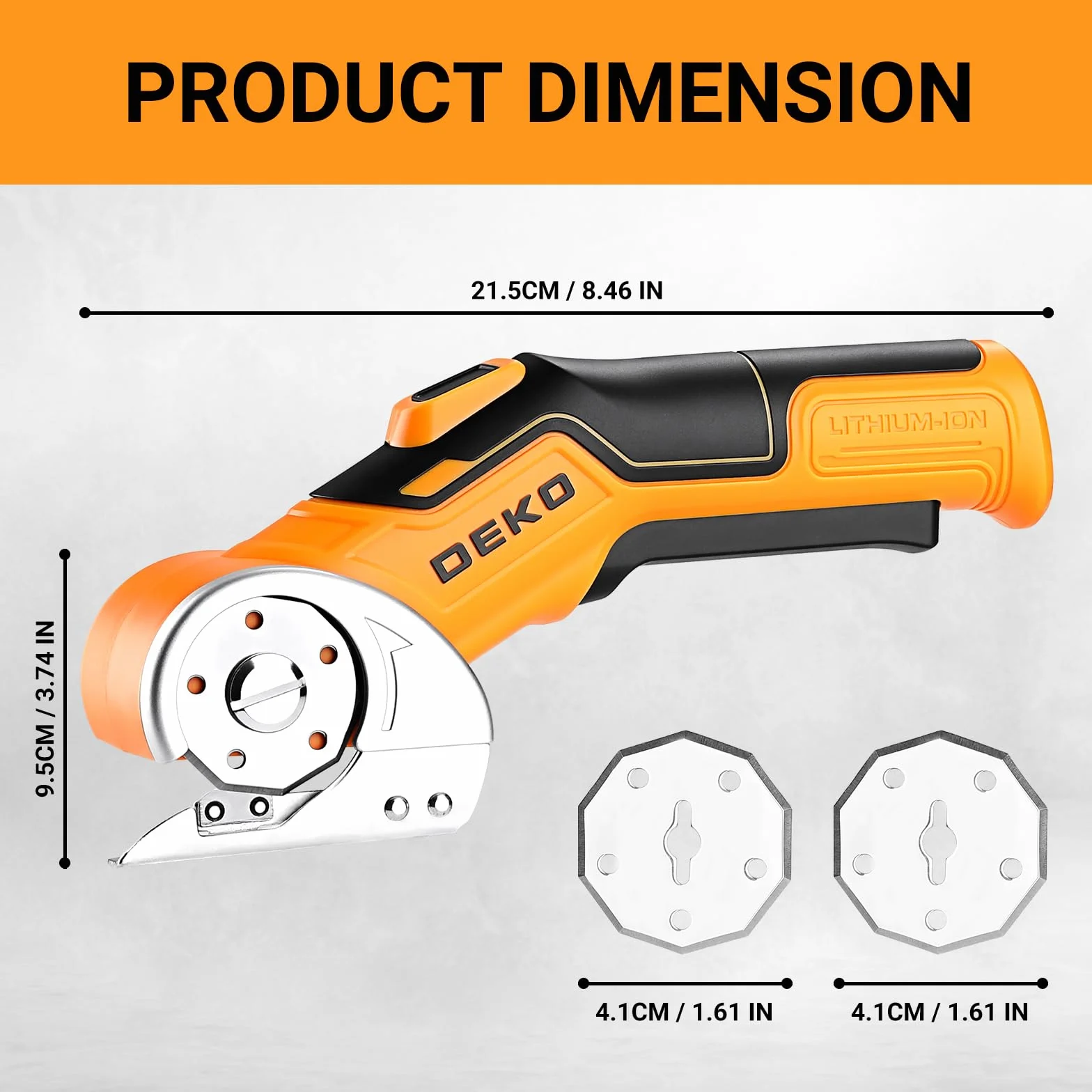 DEKOPRO 3.7V Taglierina Elettrica Cordless Multifunzione Cesoie per Cartone Tessuti Pelle Tappeti Plastica Giallo