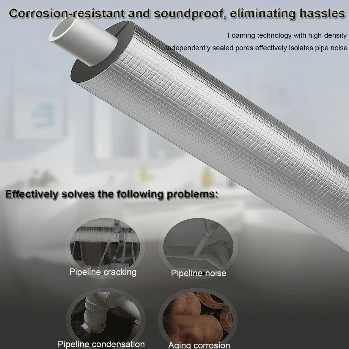 Tubo isolante autoadesivo in schiuma per tubi, diametro da 2,2 cm a 10,2 - 1,3 cm, 1 rotolo (lunghezza 95 cm)