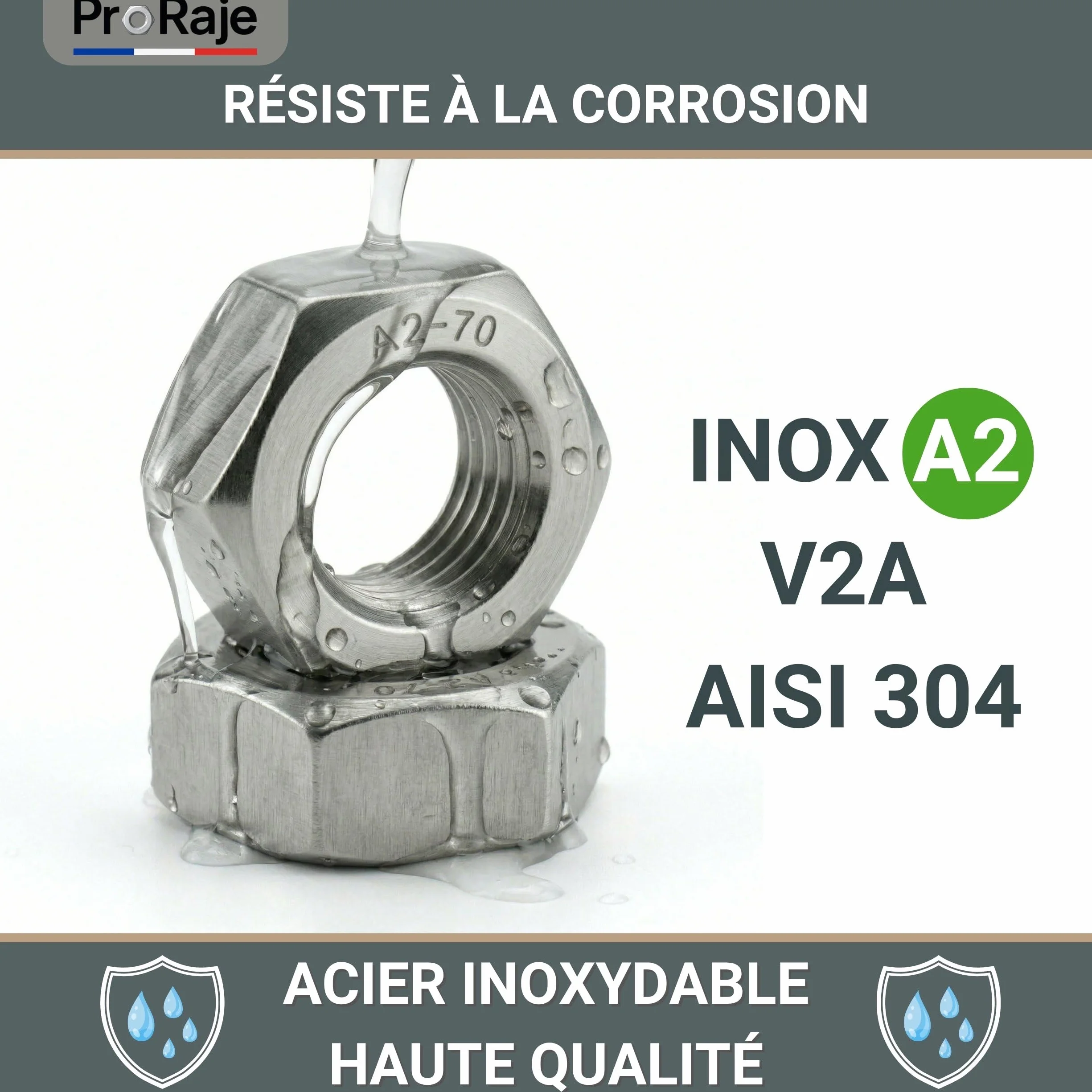 Dadi in acciaio inox A2 M2 esagonali DIN 934 ISO 4032 confezione 100 pezzi