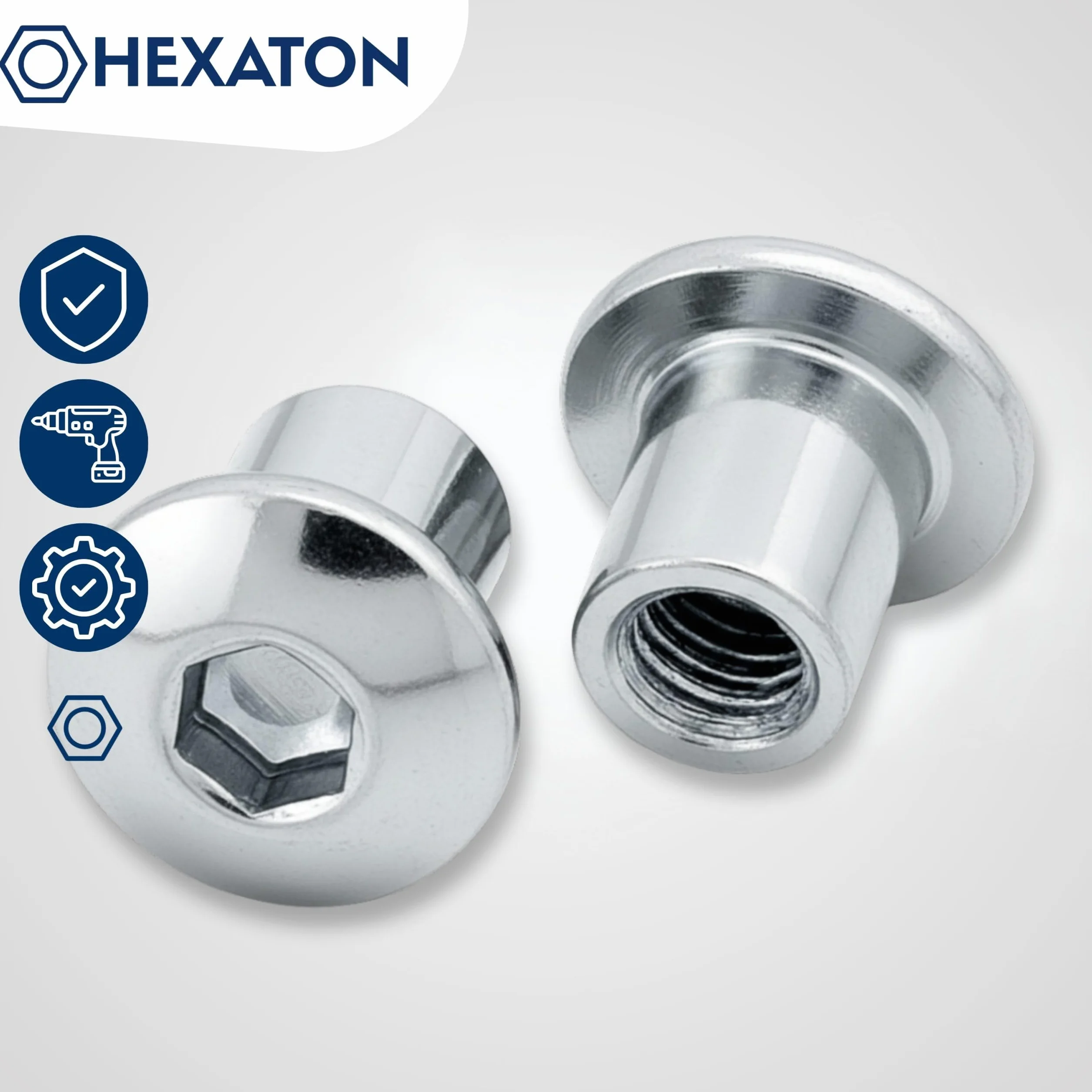 HEXATON Dadi a Manicotto M10 x 20 x 13 mm 100 Pezzi Acciaio Zincato