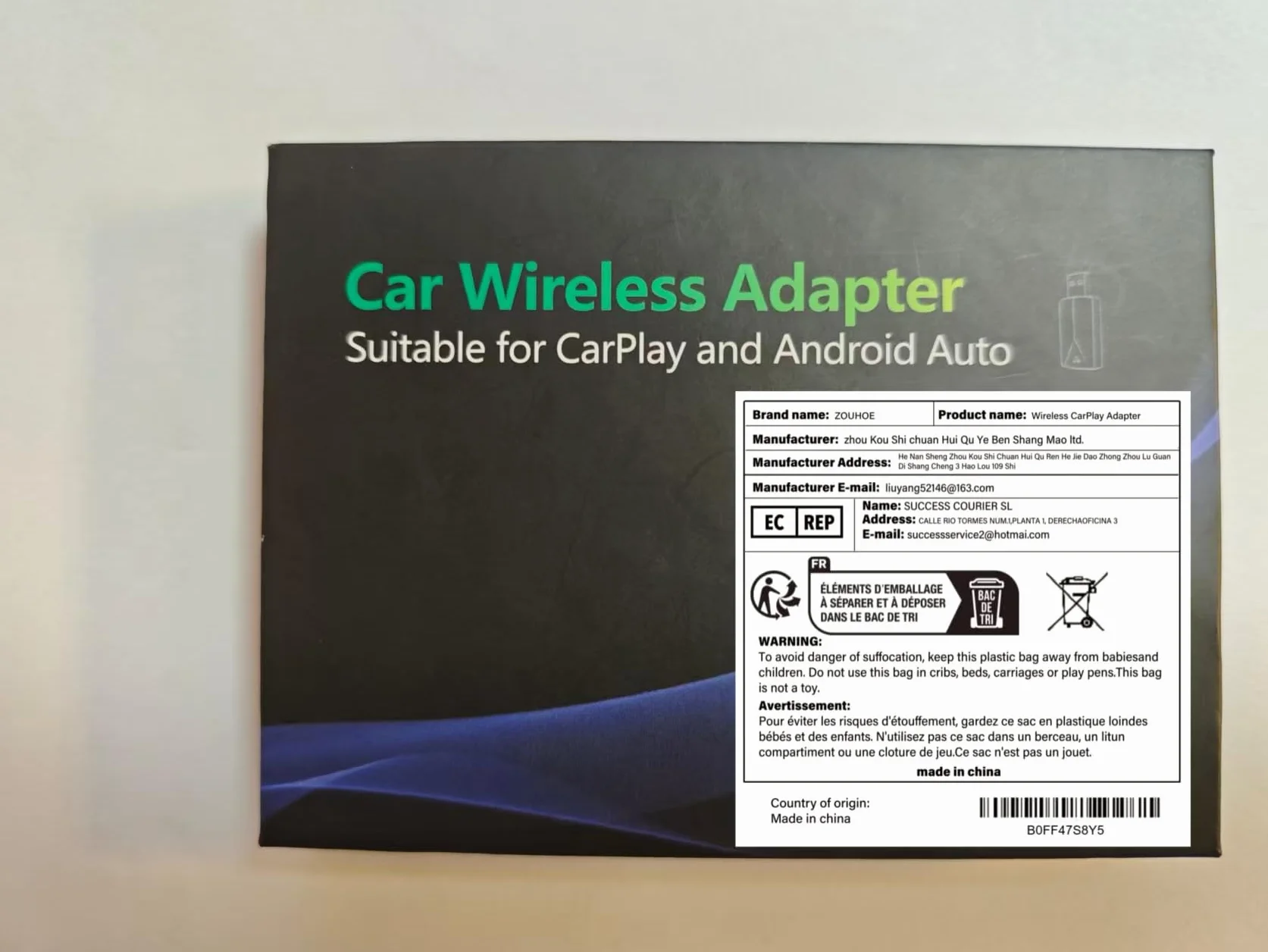 Adattatore CarPlay Wireless – Adattatore Android Auto Wireless, Wi-Fi 5,8GHz Plug & Play, Mini e Stabile, iOS 10+/Android 10+, Connessione Automatica Rapida per Auto dal 2016 in poi (19Pezzi)