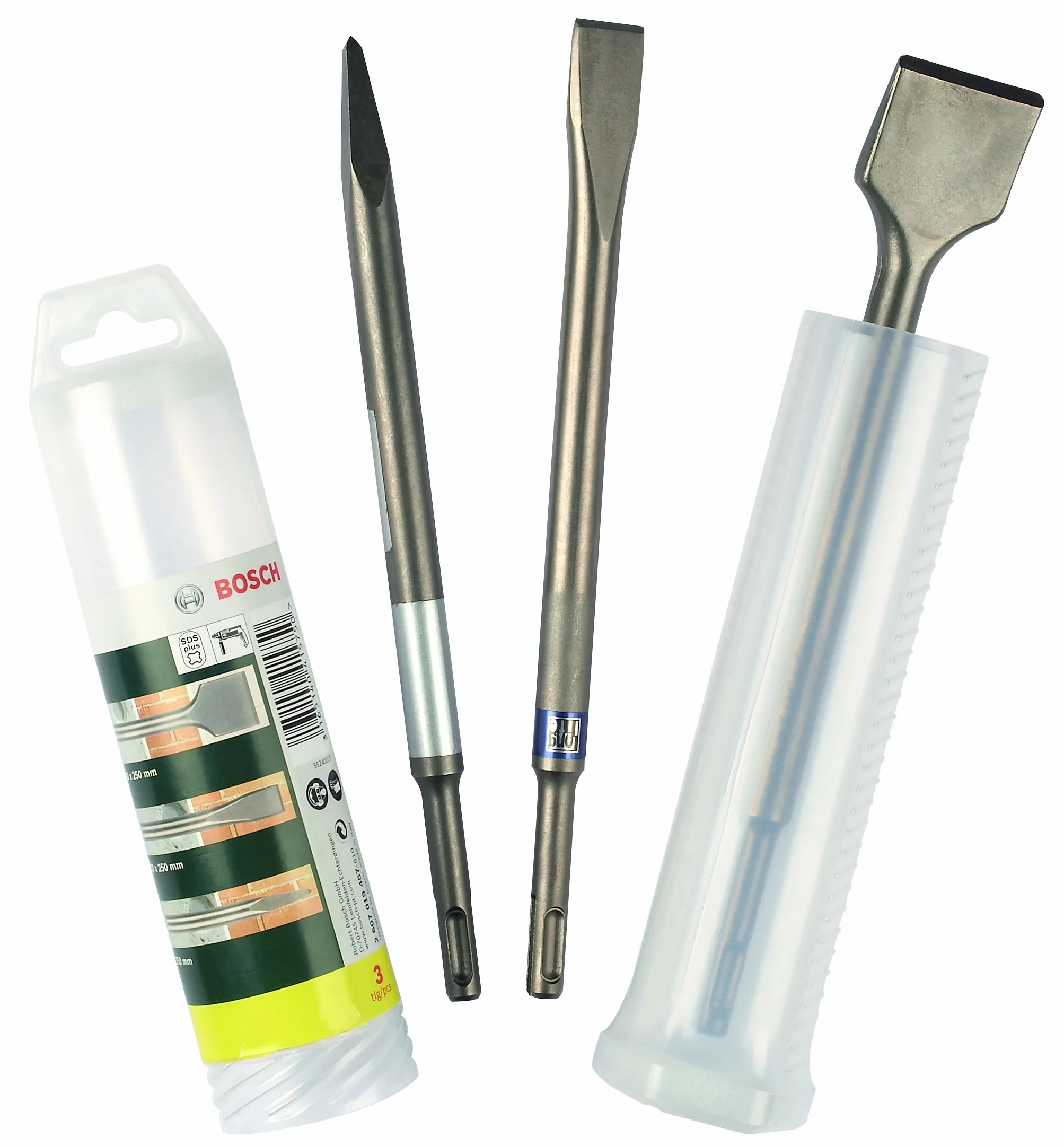 Bosch Set di Scalpelli SDS Plus 3 pz. per Calcestruzzo e Muratura 0/20/40mm