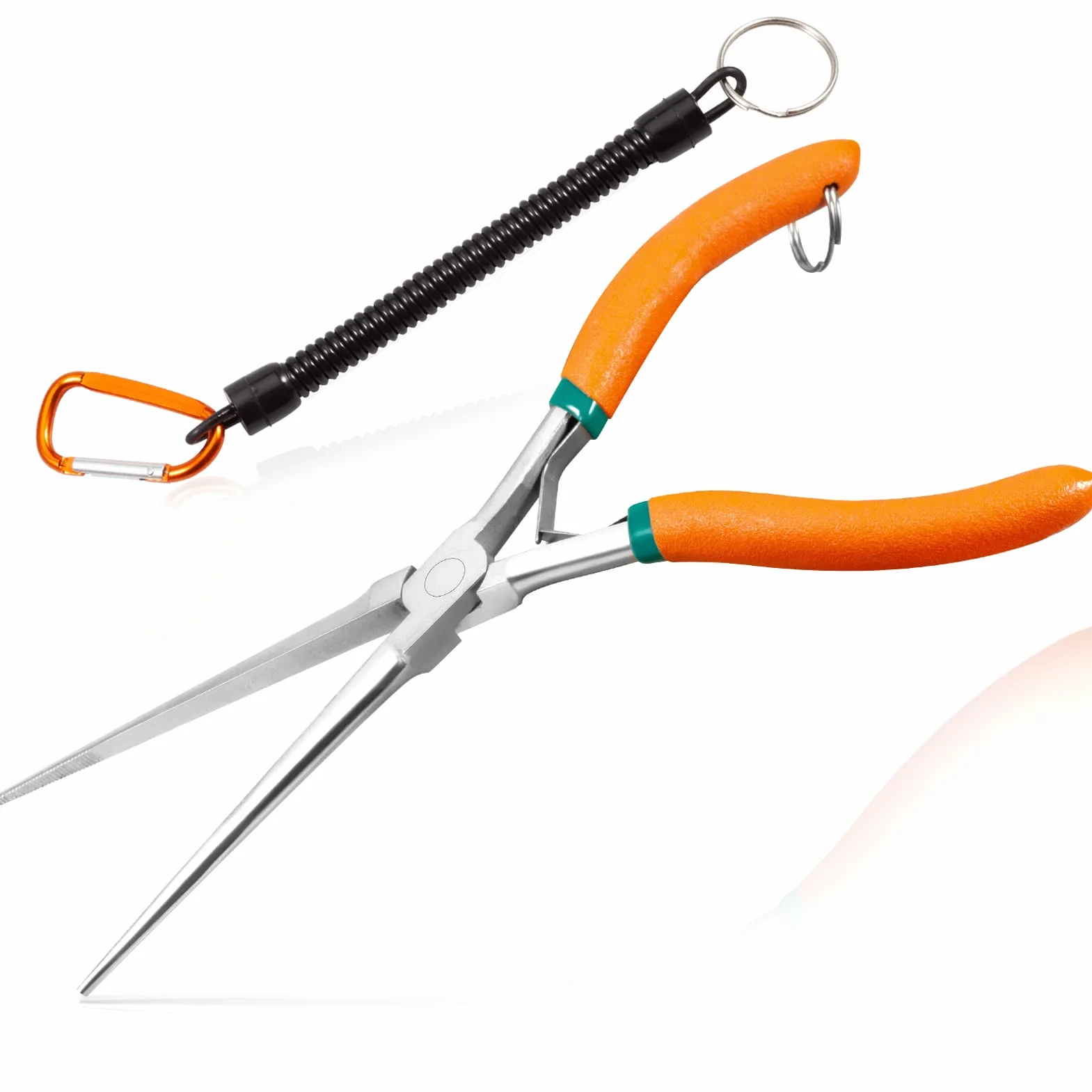 LEONTOOL Pinze ad ago 17,8 cm ganasce seghettate doppia molla cordino per gioielli elettricisti riparazioni