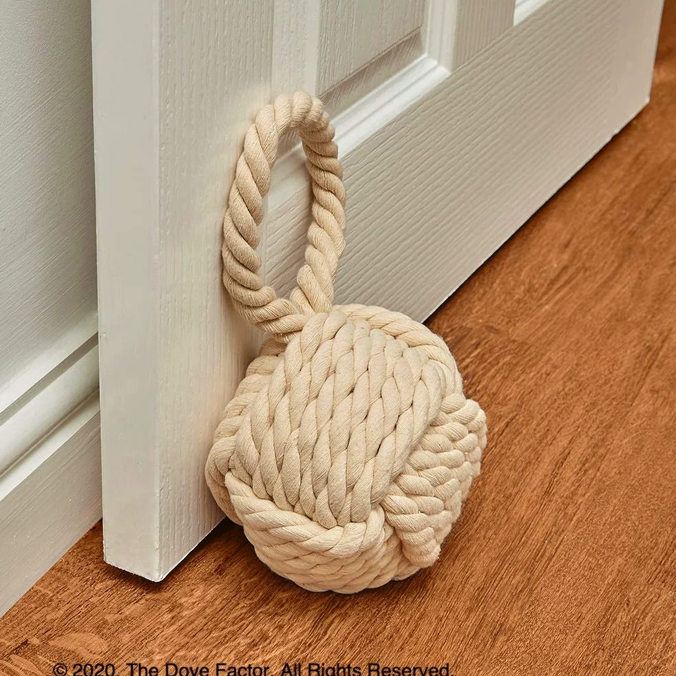 Fermaporta in tessuto pesato con nodo in corda nautica (Egg Shell/Off White/Tan)