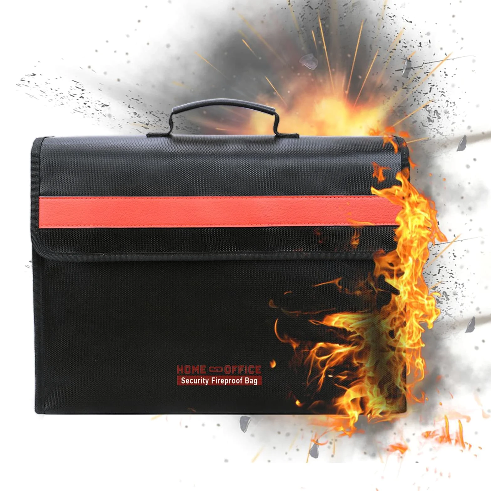 Borsa Sicurezza ignifuga SustVita con striscia riflettente per la sicurezza notturna, borsa portadocumenti ignifuga portatile per documenti e oggetti di valore, 15,3 x 11 x 3,7
