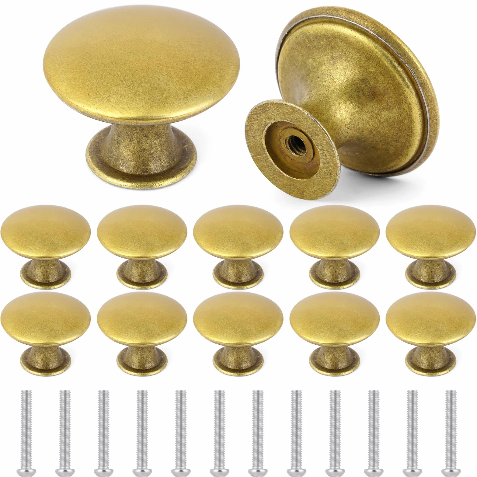 Pomelli per Armadietti Vintage 30 mm Pomolo per Mobili Rotondo Cassetti Chic Maniglie per Cucina Antiche Ottone