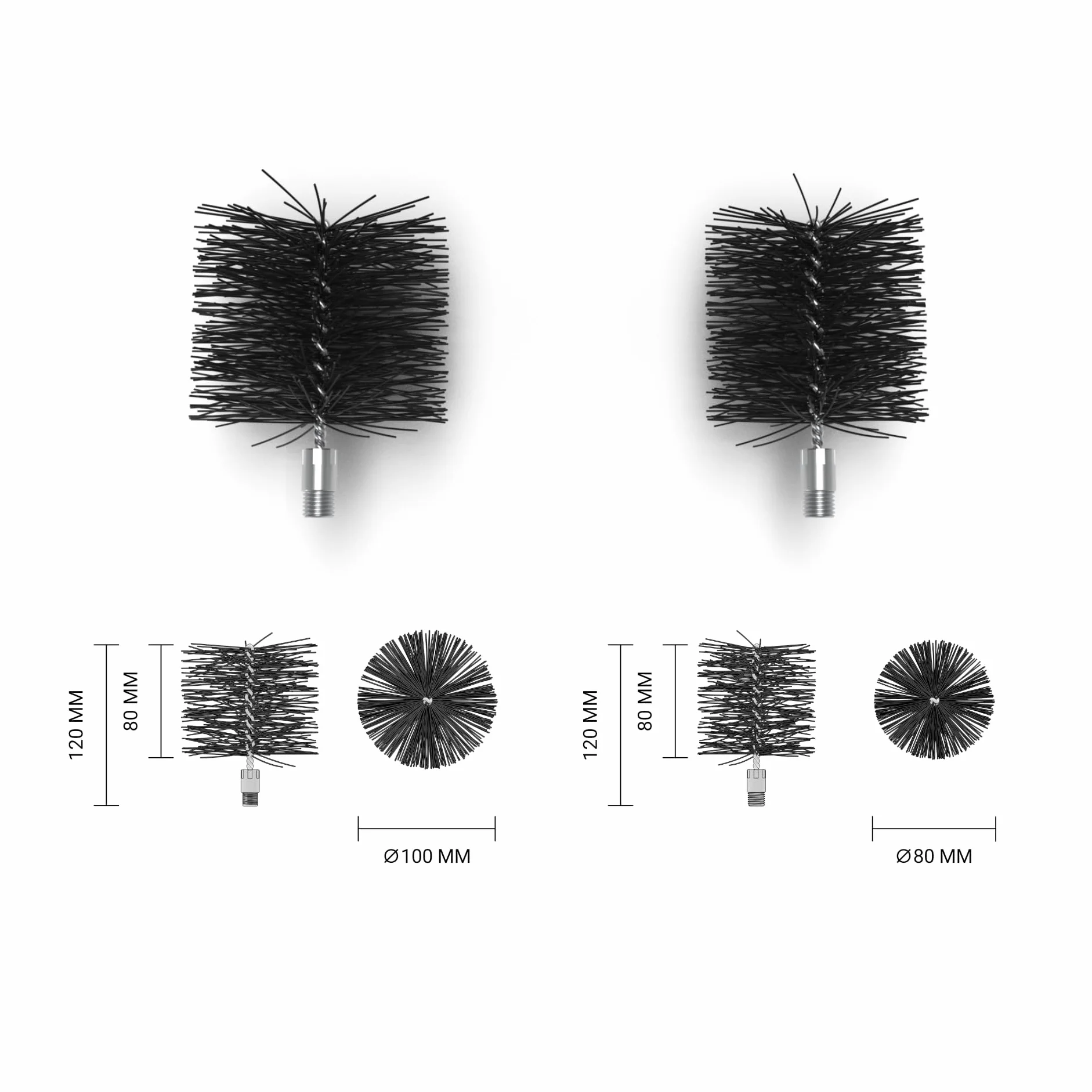 HANSA Kit di pulizia per stufa a pellet e camino, prolunga 3 metri, 2 spazzole in nylon, spazzola multiuso e manico