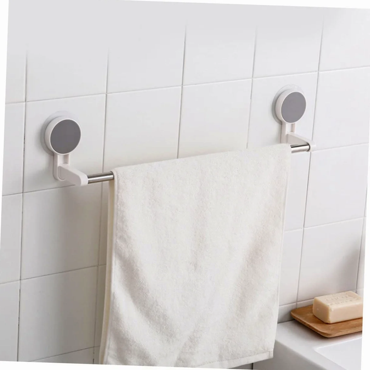 2 pezzi anello per portasciugamani per appendiabiti, portapiatti, piatto, parete singola, per lavabo, organizer, copertura, bianco, da appendere, bagno, in acciaio, mano di support