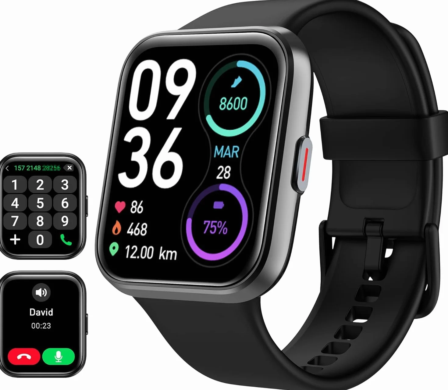 Tensky Smartwatch Uomo 1,85" Orologio Smart Watch Donna 3ATM con Chiamate, Alexa Integrata, 110+ Sport, Contapassi Monitoraggio Sonno SpO2 Frequenza Cardiaca per Samsung Android iOS